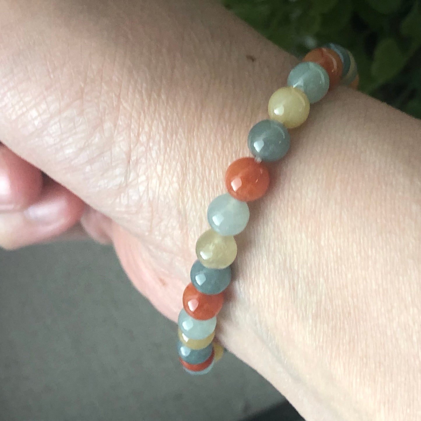 6.2 mm Jadeite Jade Assorted Colors Shape Bead Bracelet