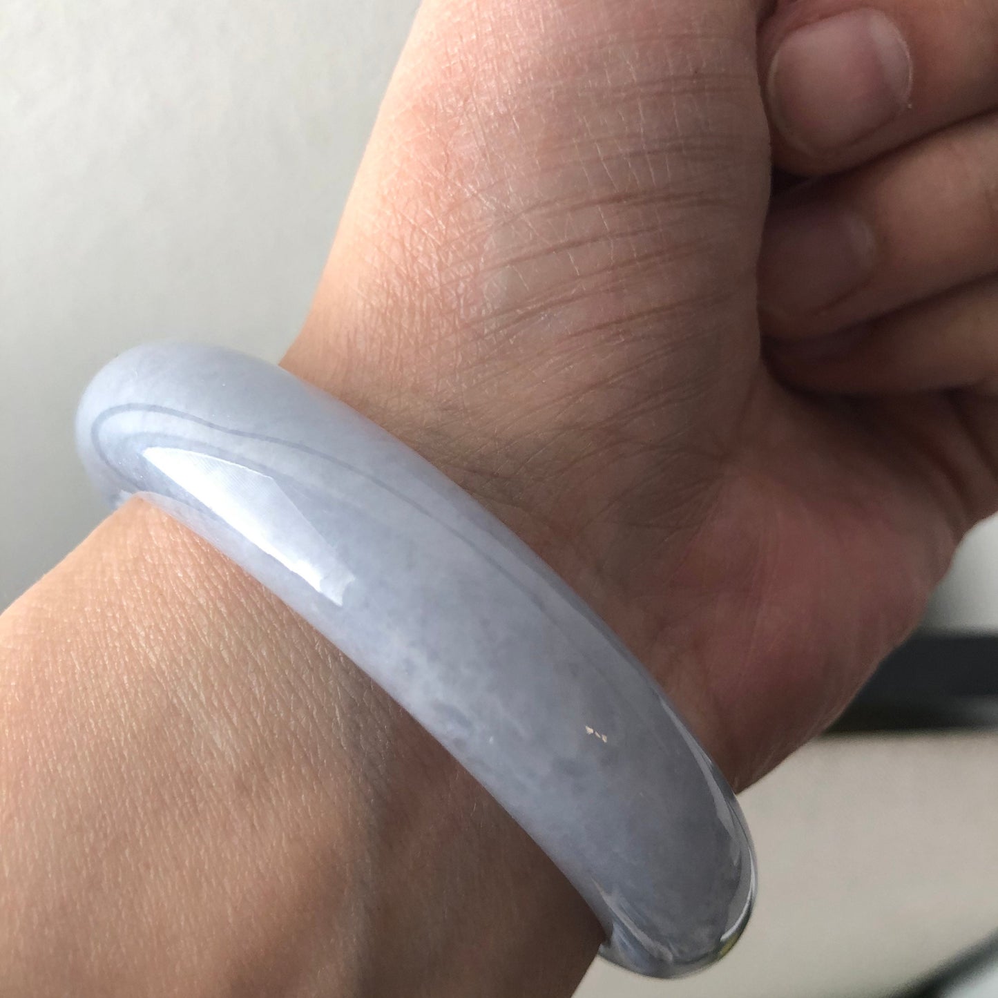 56 mm Jadeite Jade Sky Blue Lavender Earthy Duo Color Bangle