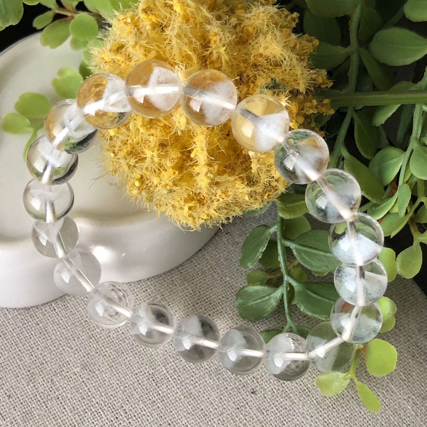10 mm Natural White Quartz Crystal Bracelet