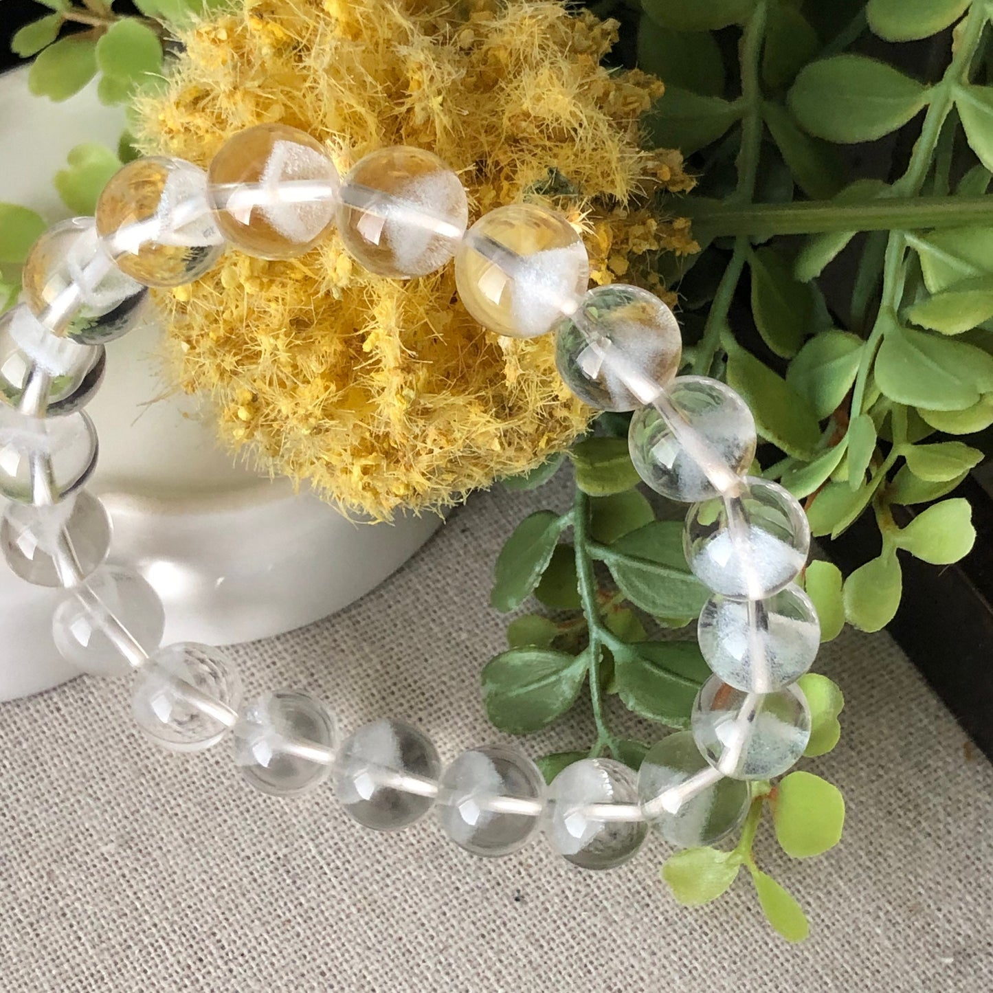 10 mm Natural White Quartz Crystal Bracelet