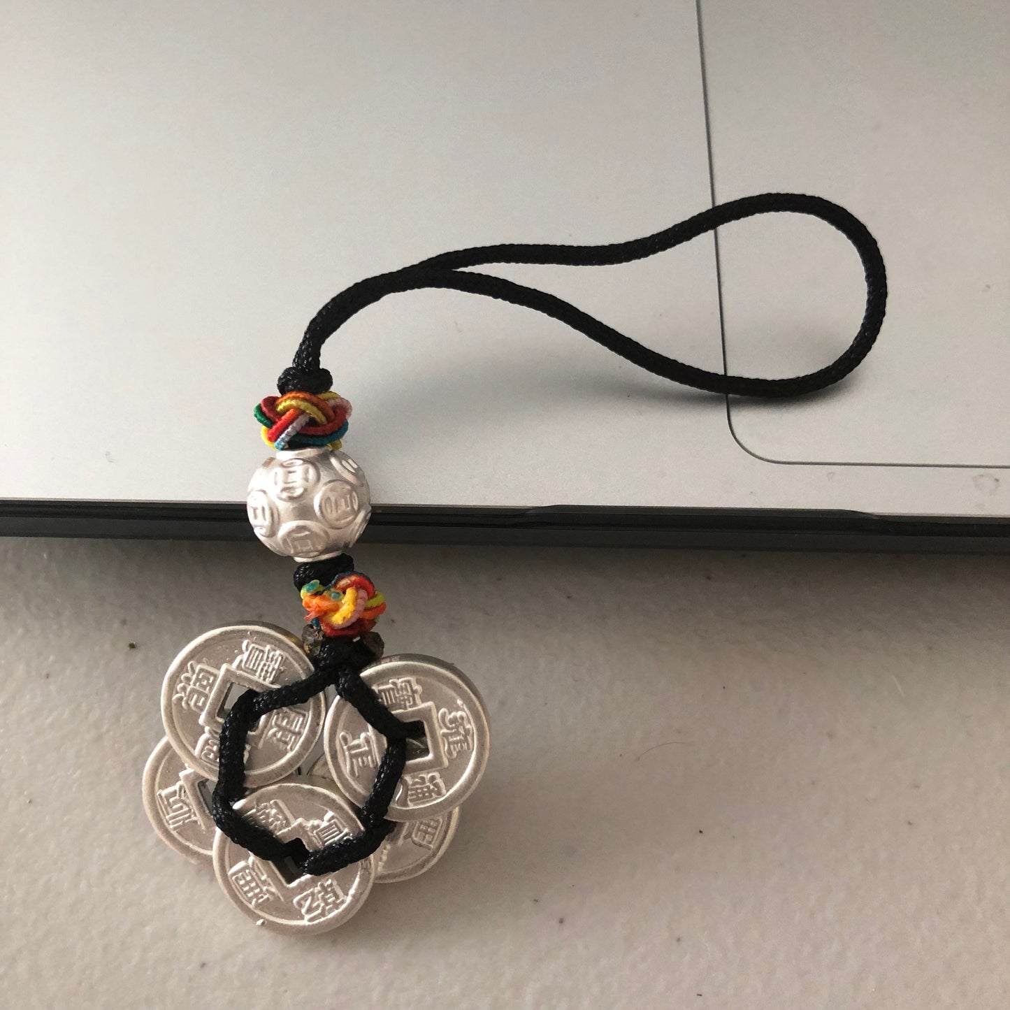 Silver plated Goodluck Asian Coin Keychain Charm