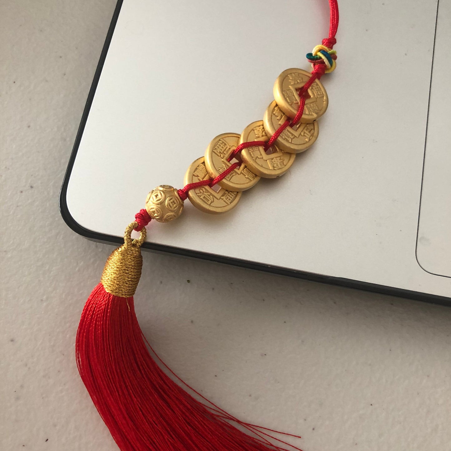 Gold Silver plated Goodluck Asian Coin Keychain Charm