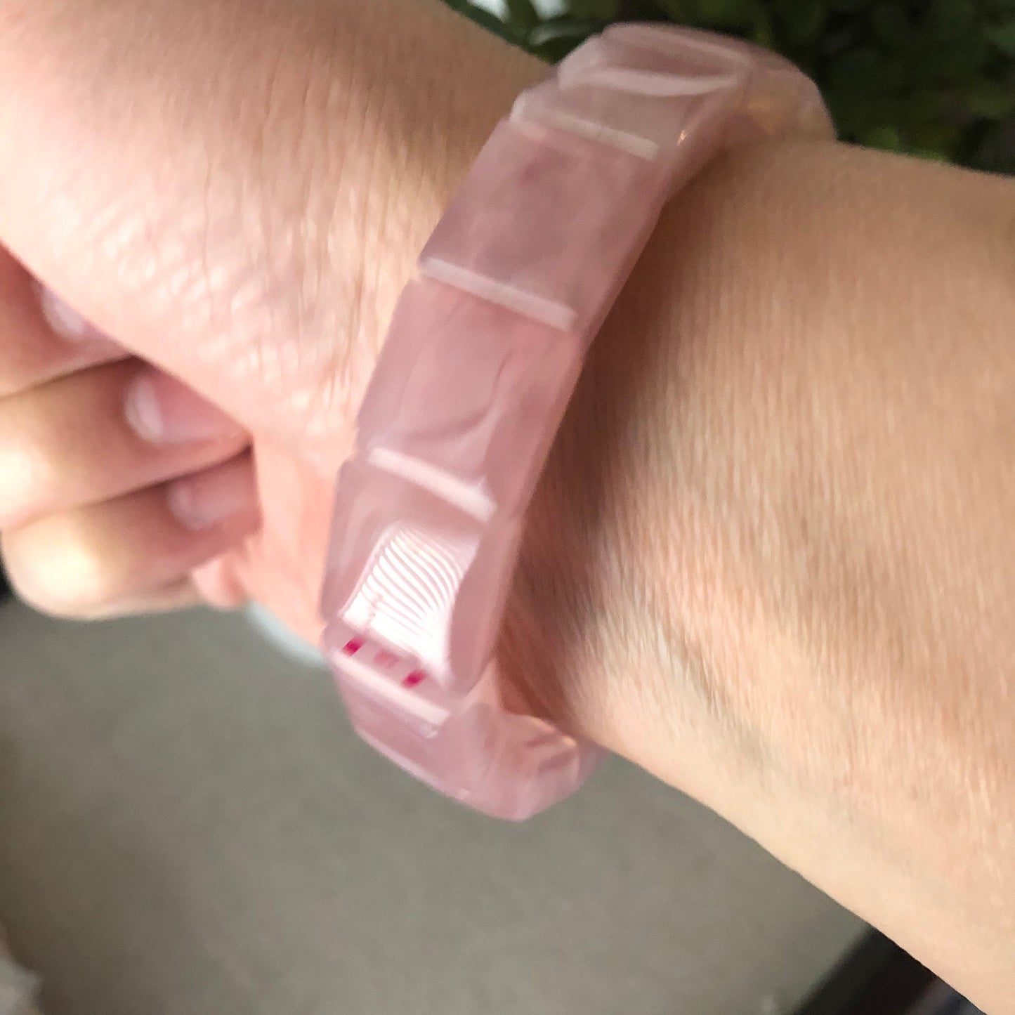 12 mm Natural Tint Pink Quartz Crystal Bracelet