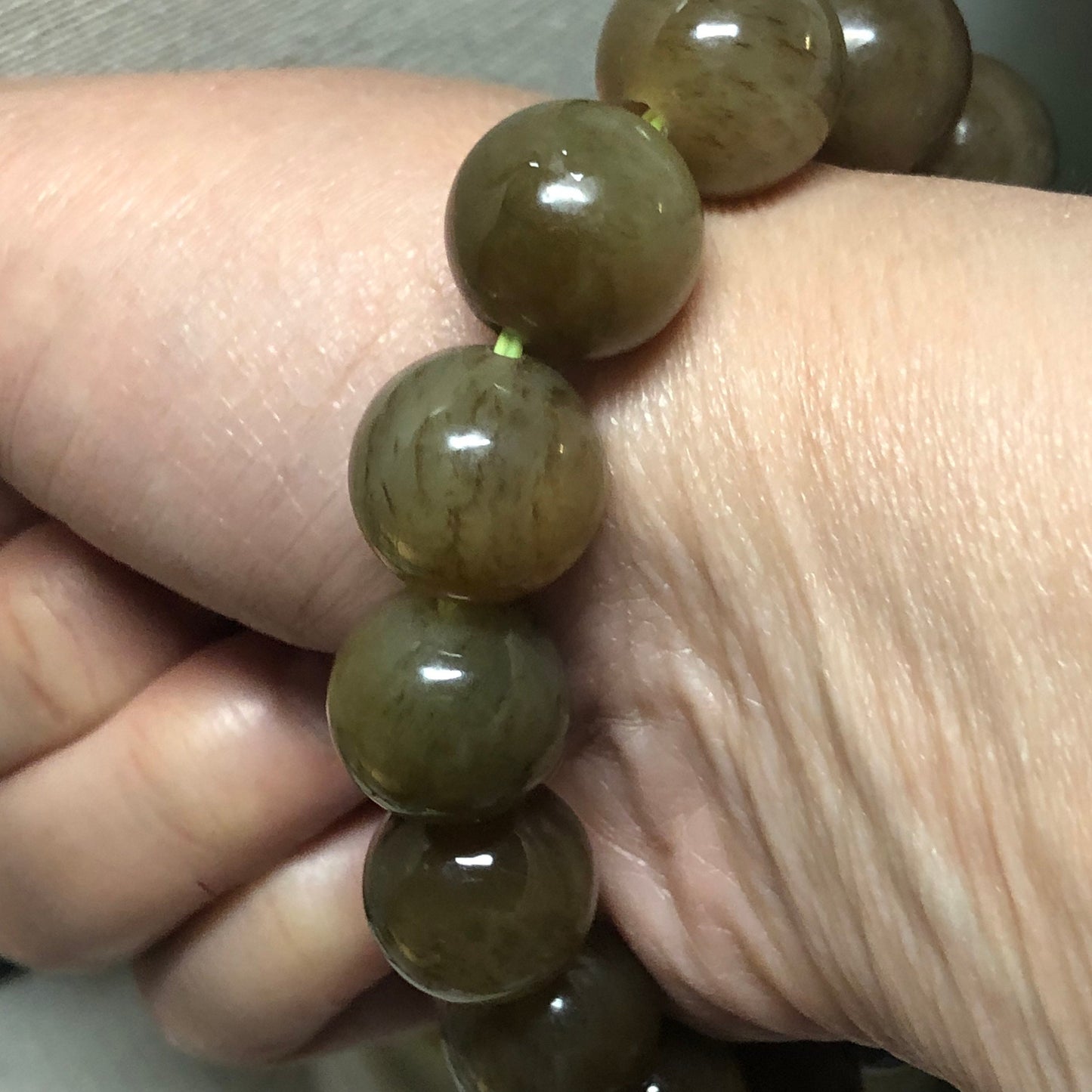 14 mm Big Size Yellow Brown Hetian Jade Bracelet