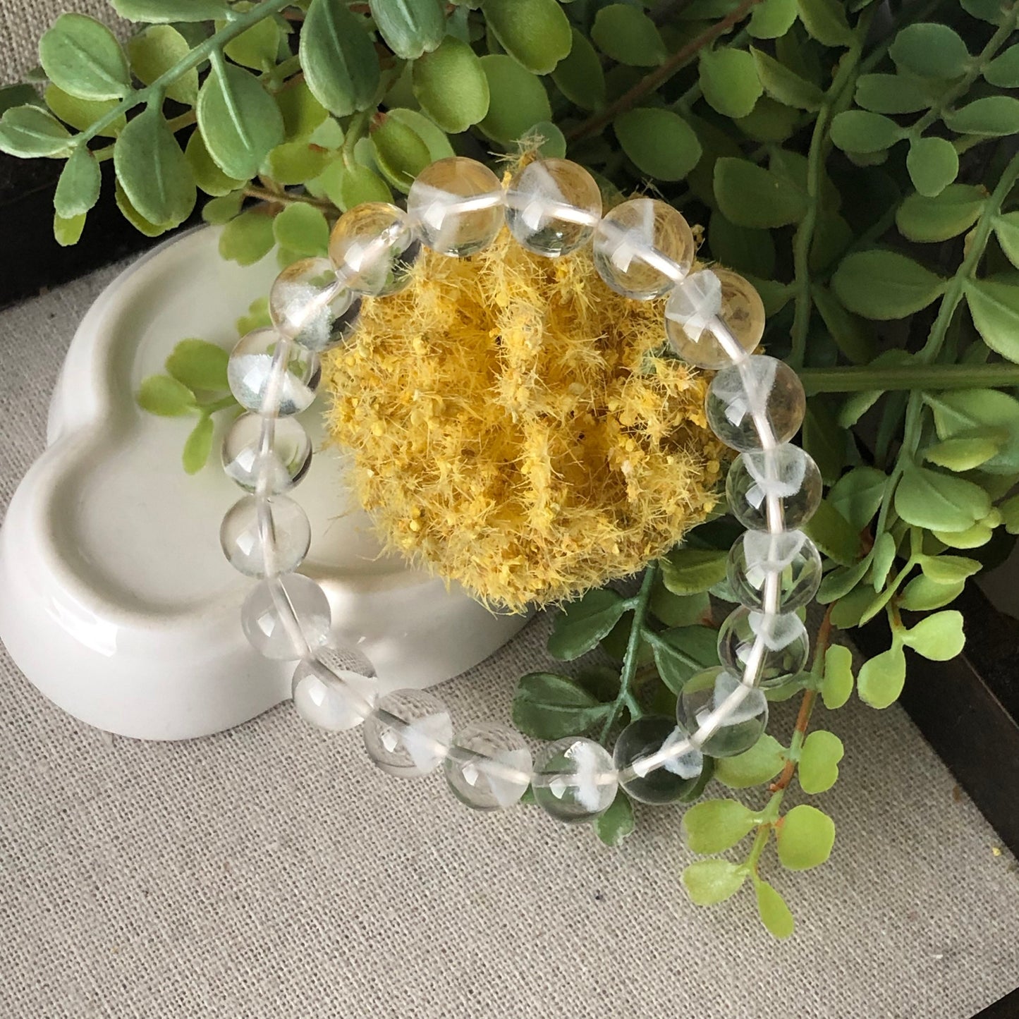 10 mm Natural White Quartz Crystal Bracelet