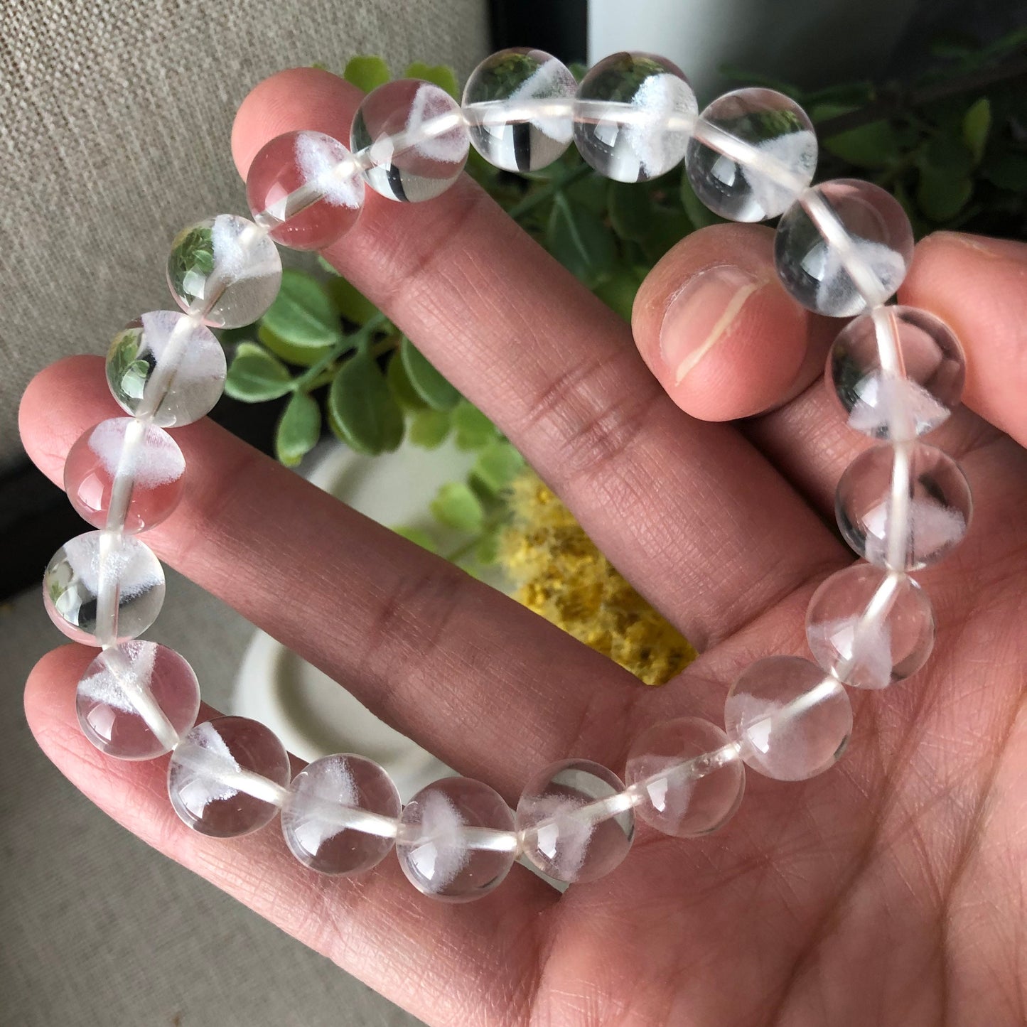 10 mm Natural White Quartz Crystal Bracelet