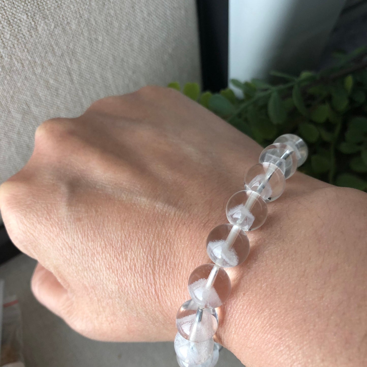 10 mm Natural White Quartz Crystal Bracelet
