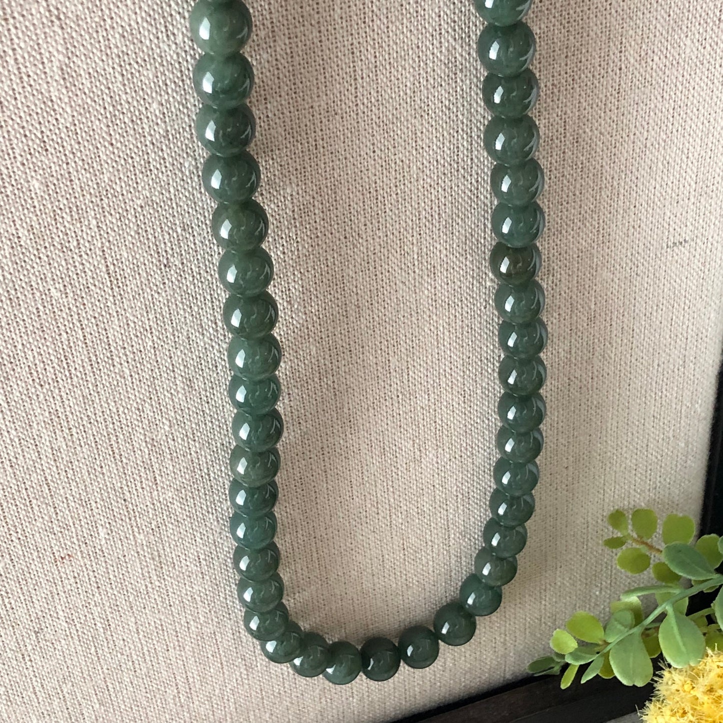 10 mm Jadeite Jade Oily Green Bead Bracelet Necklace