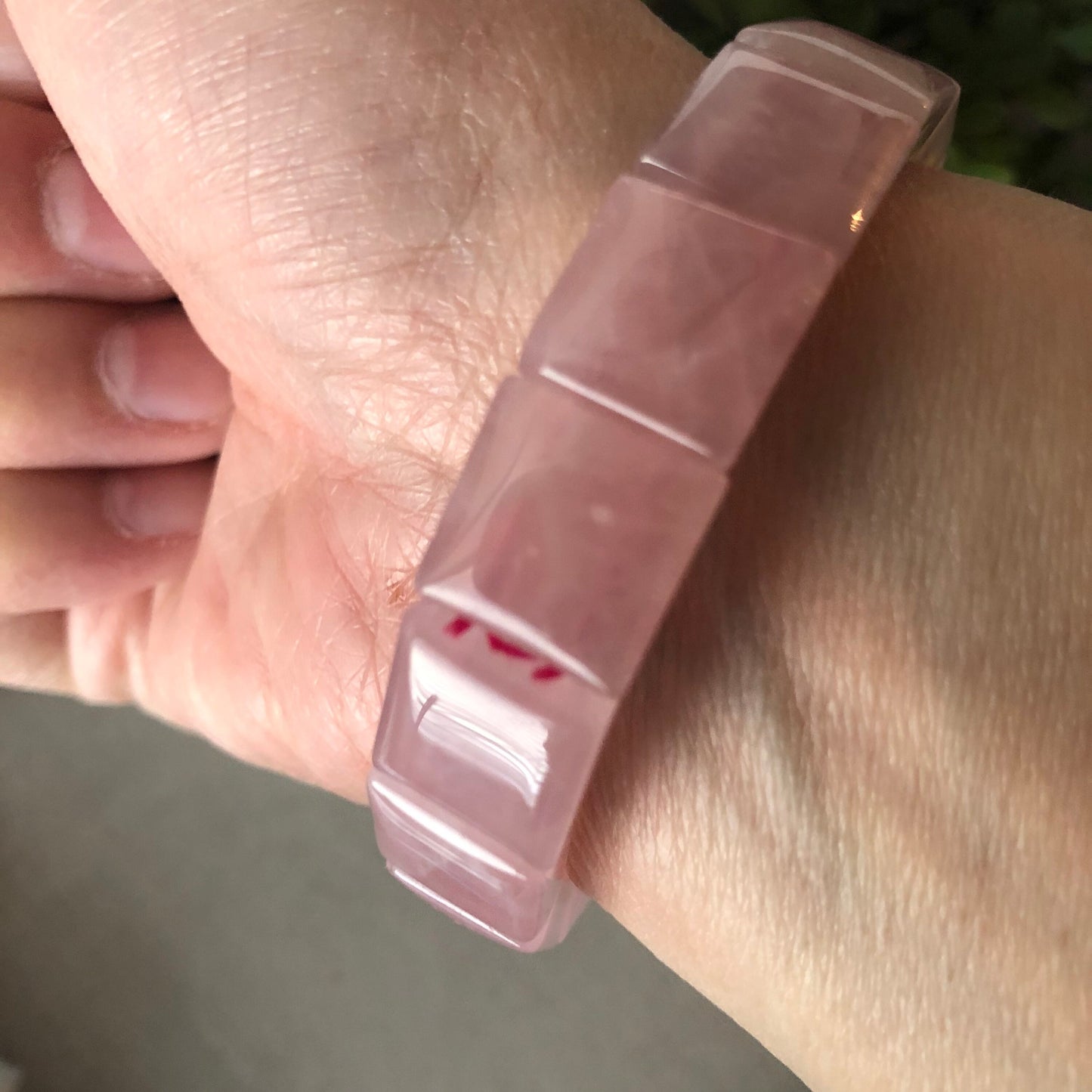 12 mm Natural Tint Pink Quartz Crystal Bracelet
