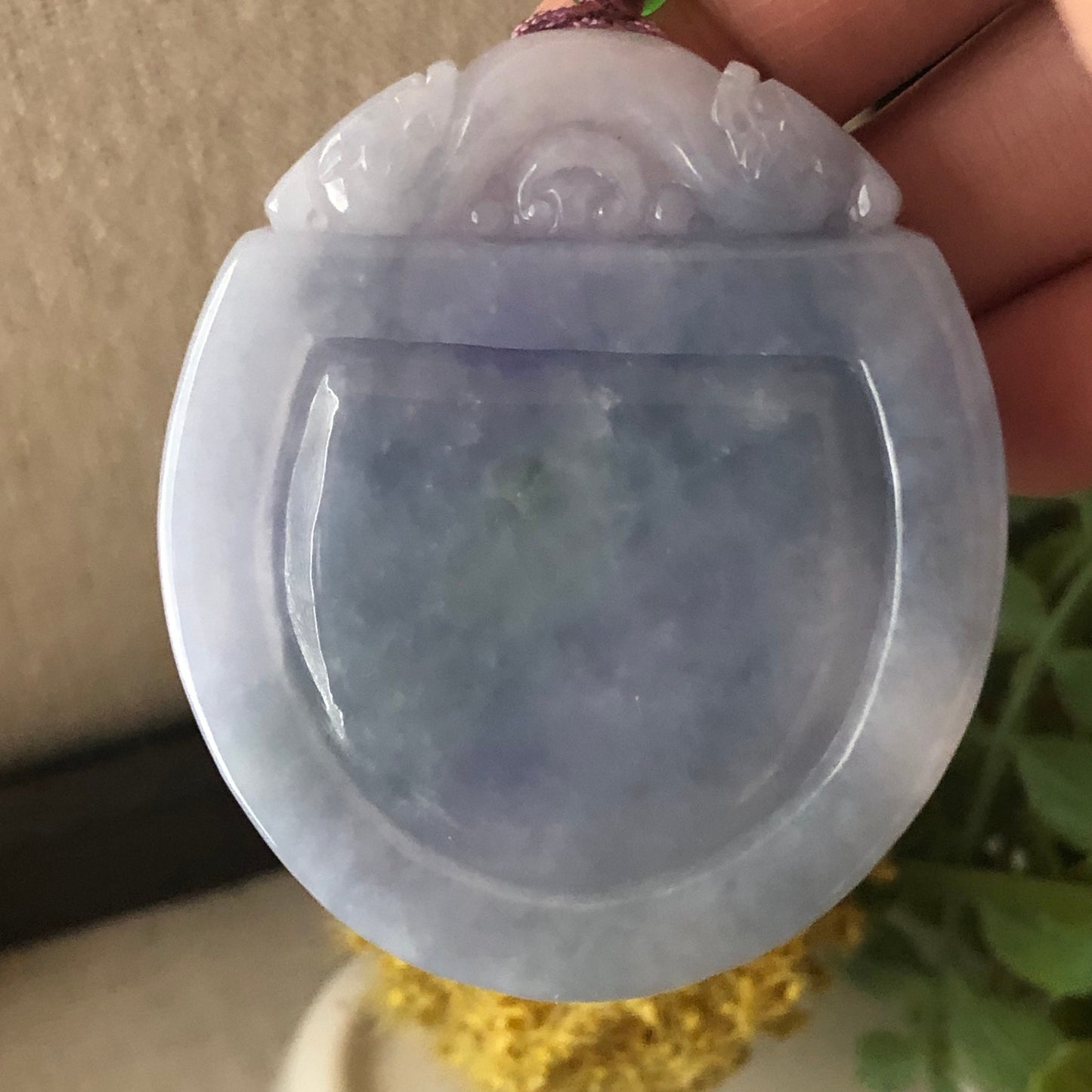 50 mm trio color lavender blue green jadeite Jade Carved medallion Pendant
