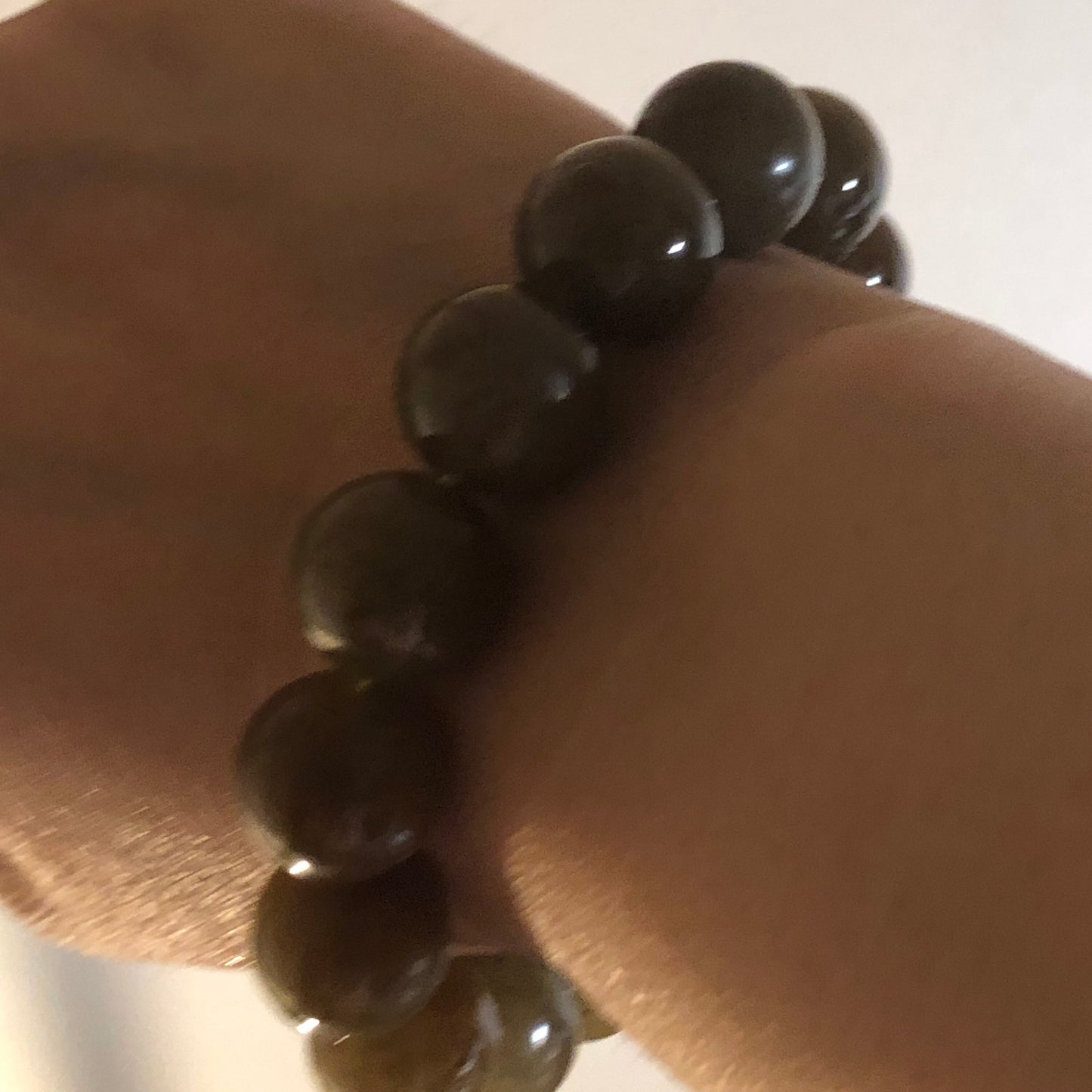 14 mm Big Size Yellow Brown Hetian Jade Bracelet