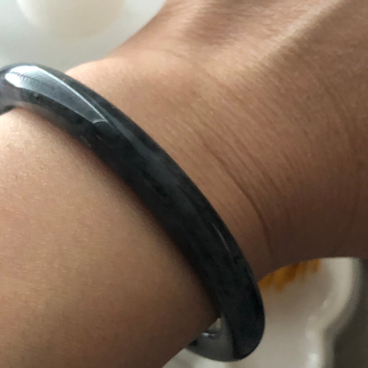 55-56 mm Jadeite Jade Lavender Black Wuji Bangle