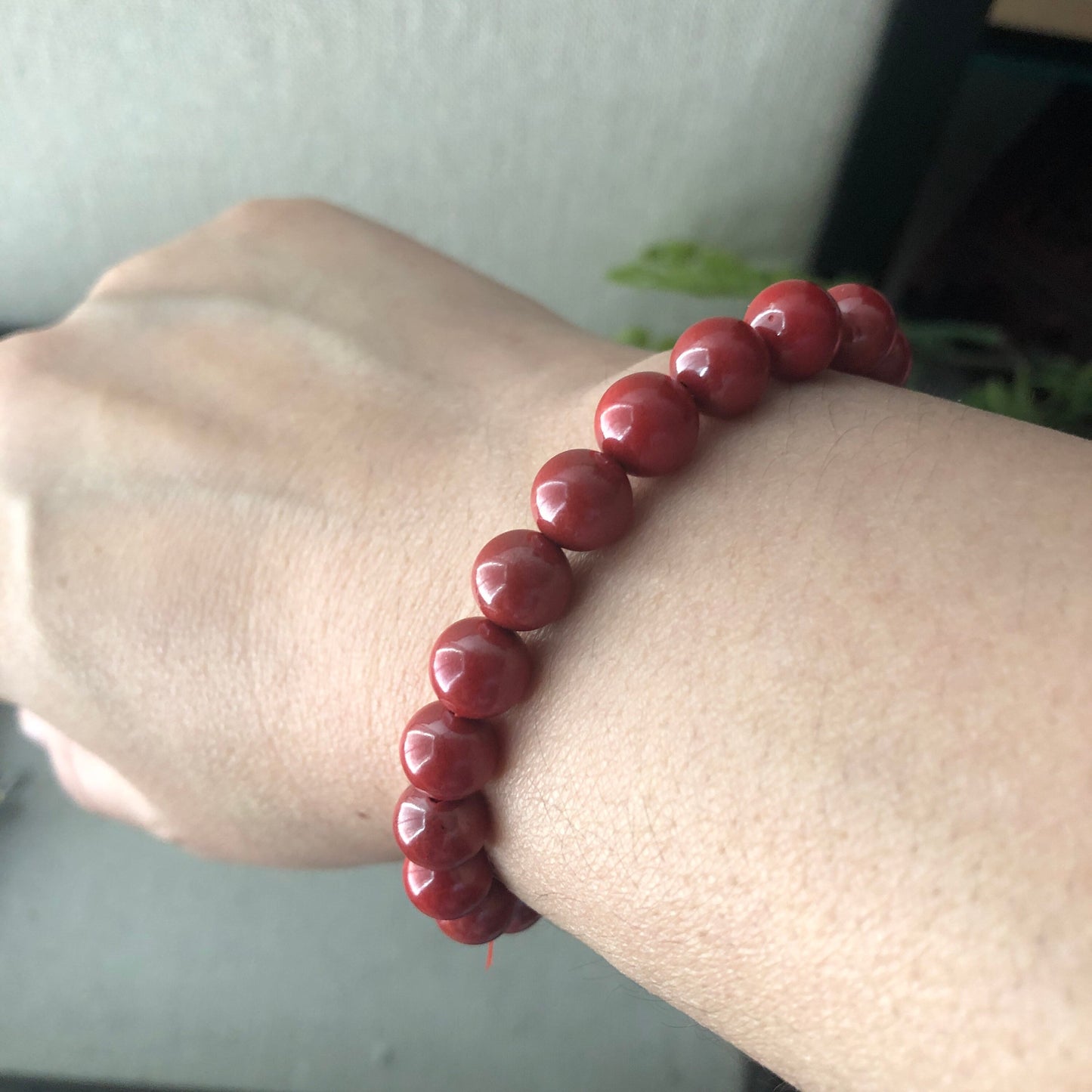 8 mm Cinnabar Bead Bracelet with Carved Pixiu Money Bag Charm
