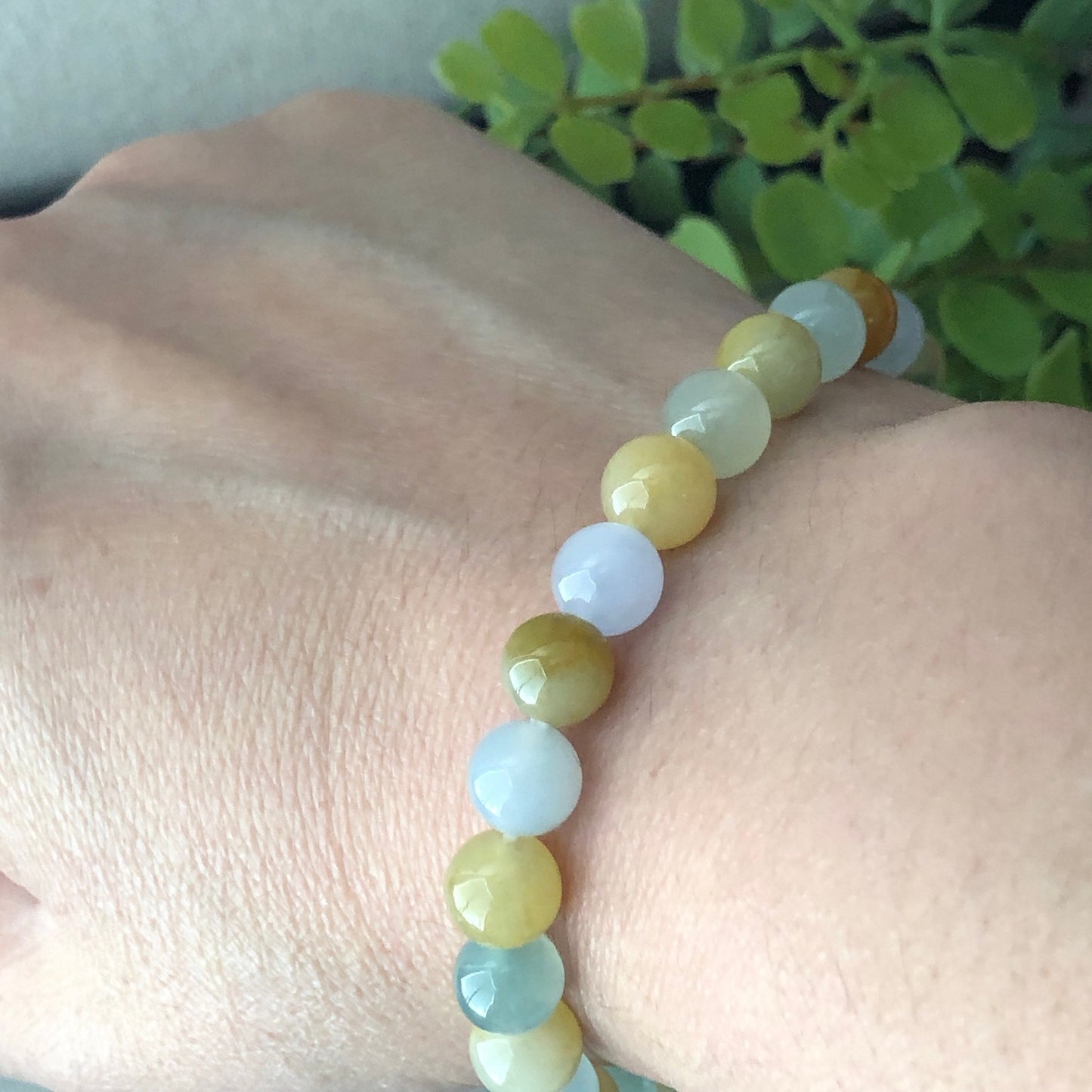 7.4 mm High Icy Assorted Jadeite Jade Bead Bracelet