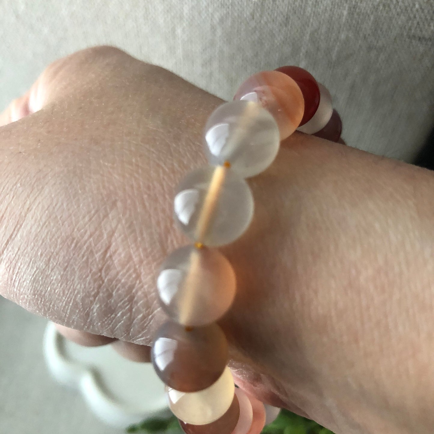 10mm Assorted Agate Grade A Natural Bead Bracelet Health Circulation Red Pink Tone