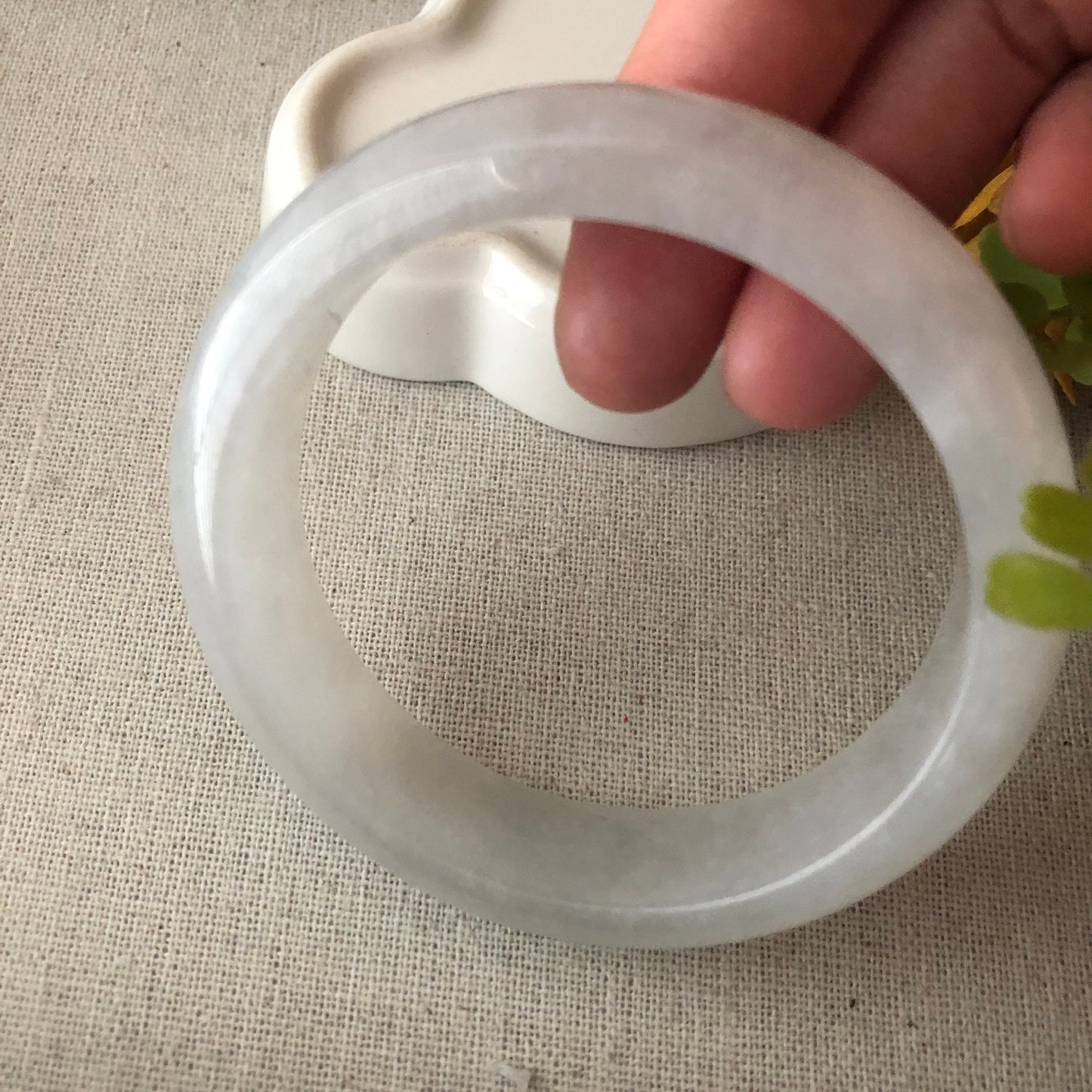 Reserved. 56mm Icy White Float Cotton Jadeite Jade Bangle