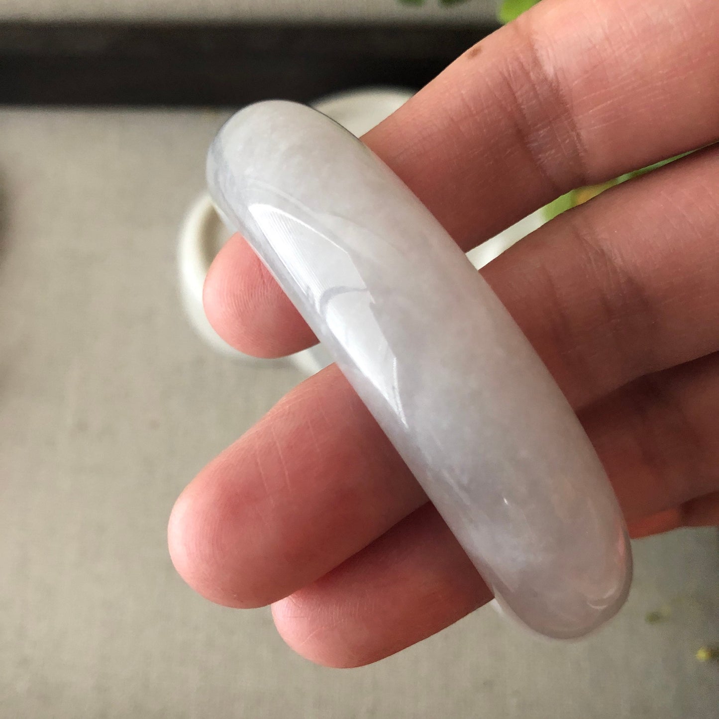 Reserved. 56mm Icy White Float Cotton Jadeite Jade Bangle