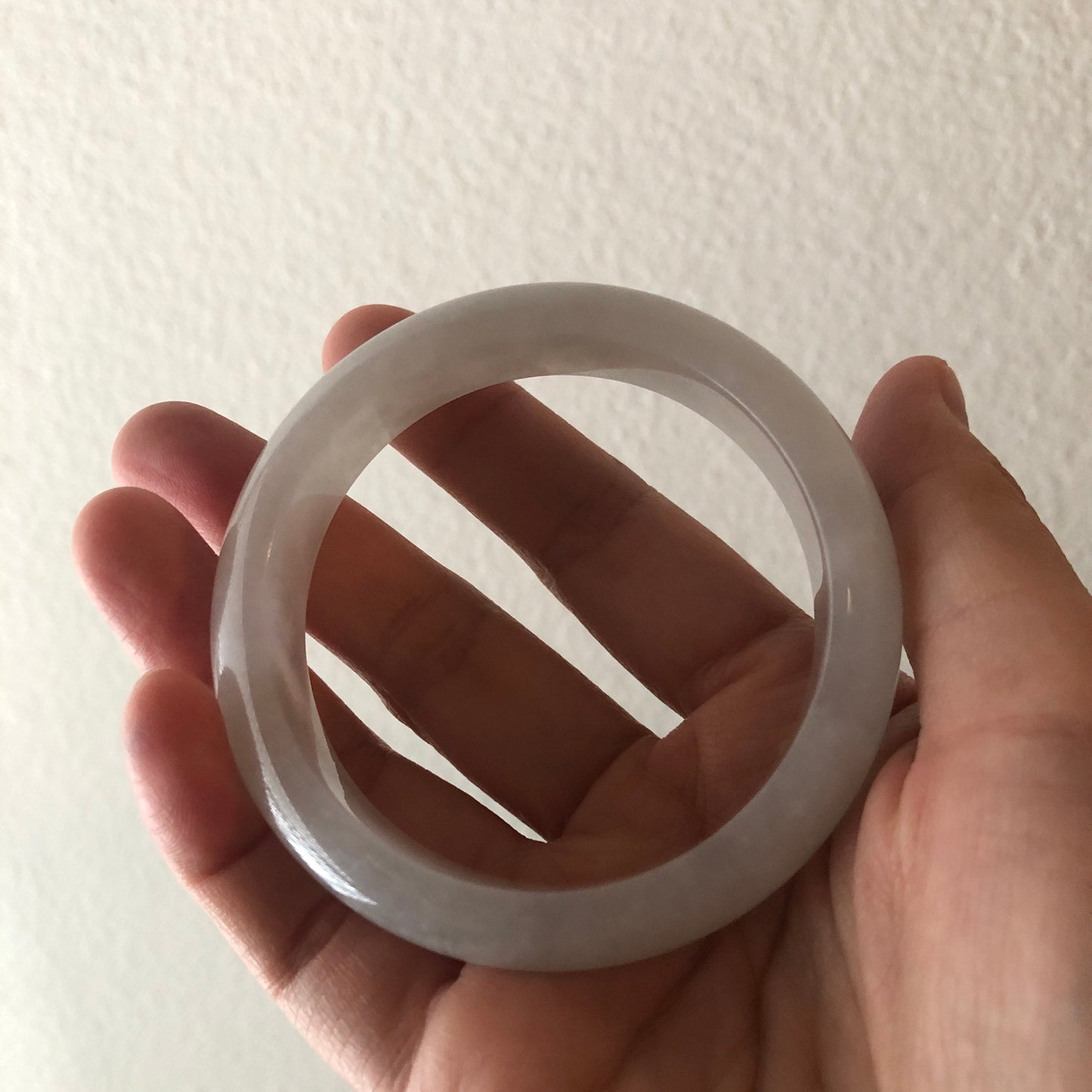 Reserved. 56mm Icy White Float Cotton Jadeite Jade Bangle