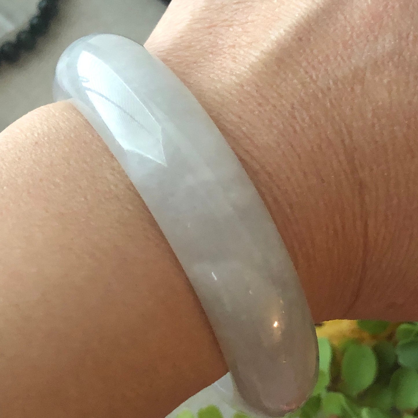 Reserved. 56mm Icy White Float Cotton Jadeite Jade Bangle