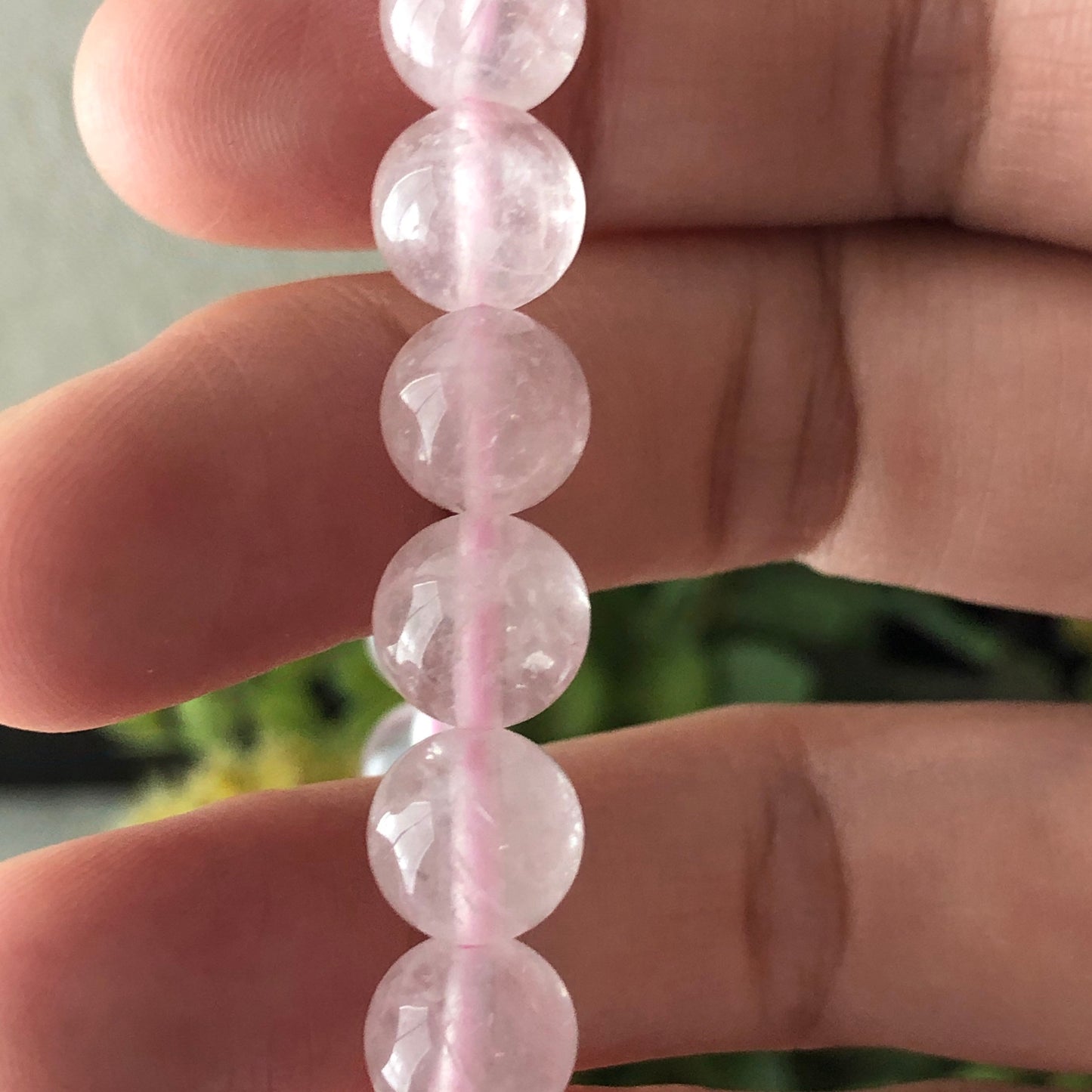 8.6 mm Natural Pink Quartz Crystal Bracelet