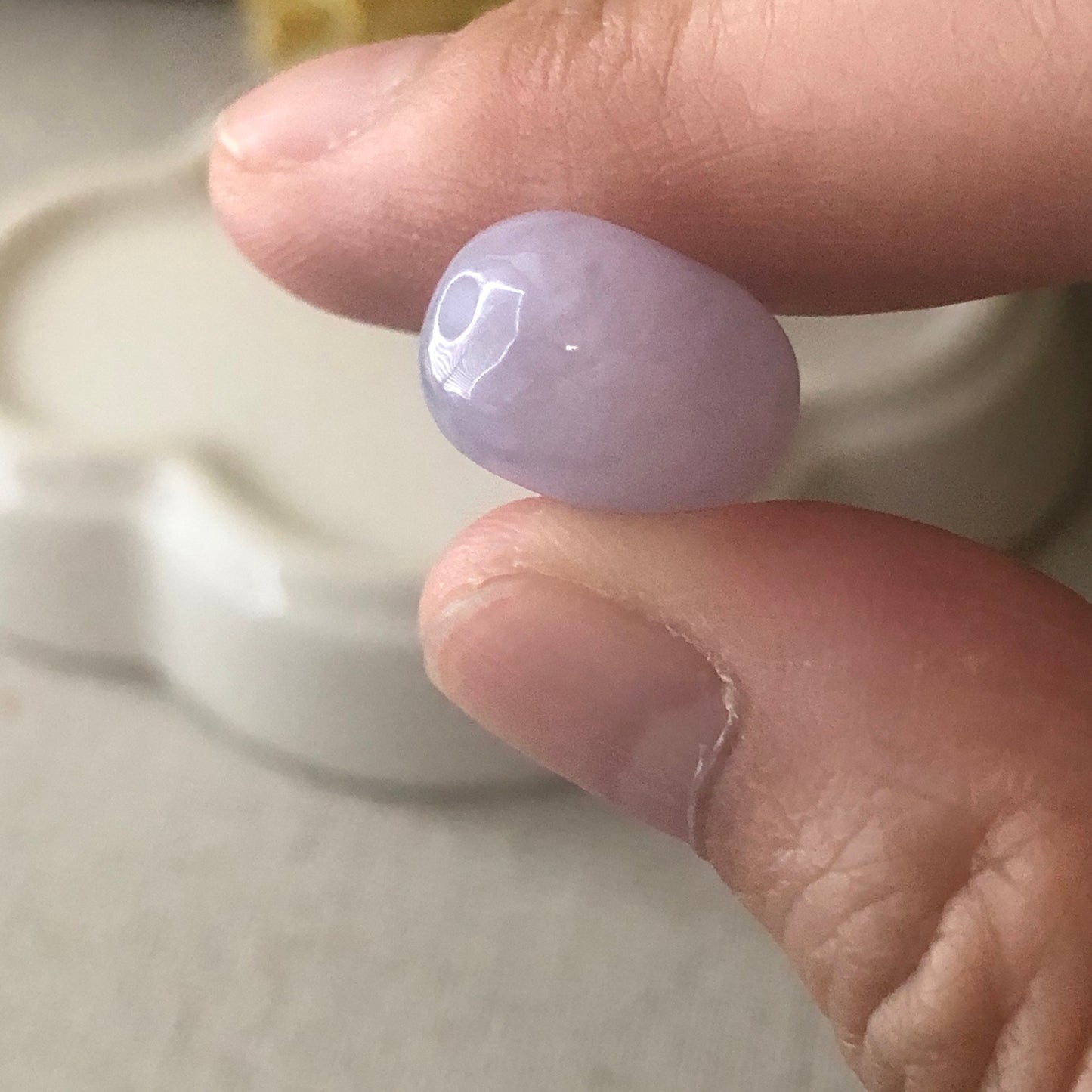 14.1 Jadeite Jade Icy Tint Lavender Pill Bead Charm Pendant