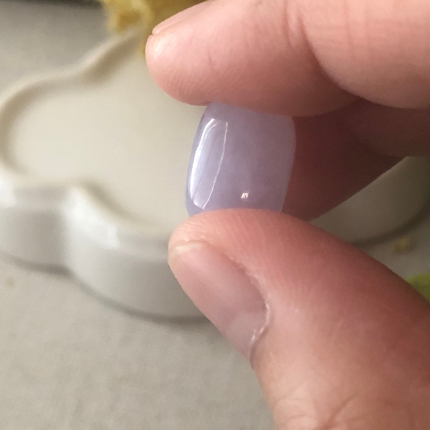14.1 Jadeite Jade Icy Tint Lavender Pill Bead Charm Pendant