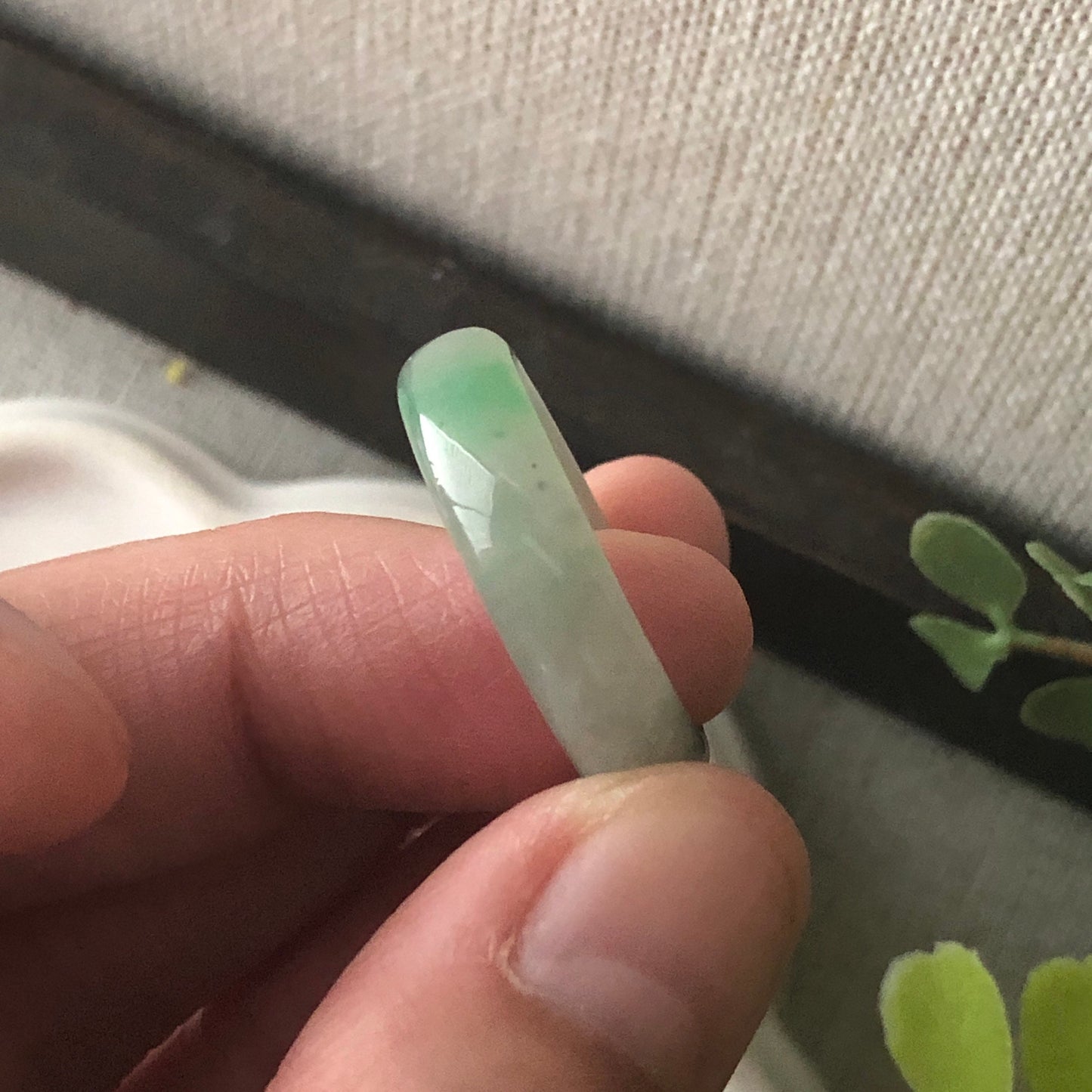 Us size 9.5-10 Jadeite Jade Earthy Green Carved Band Ring