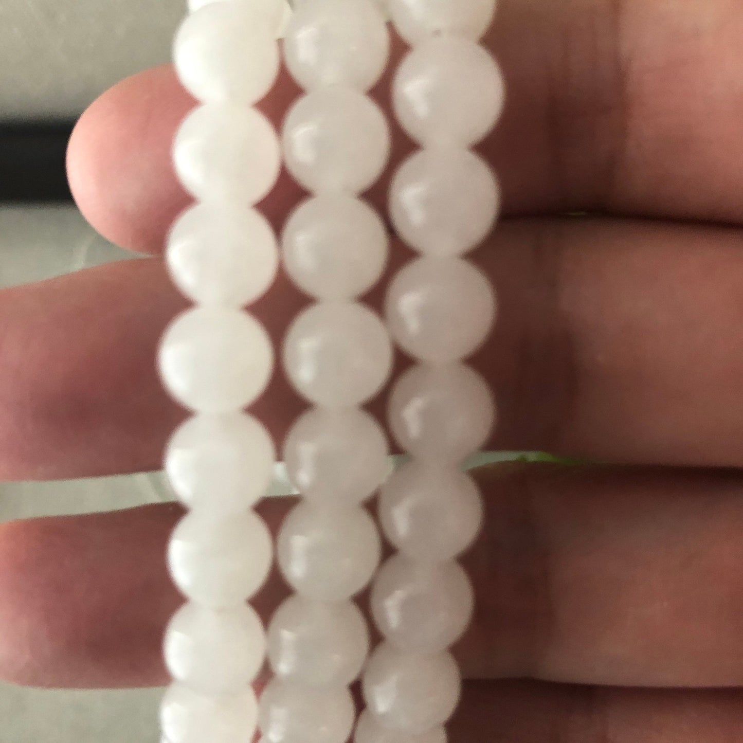 7mm Icy Hetian Jade Bead Bracelet Necklace