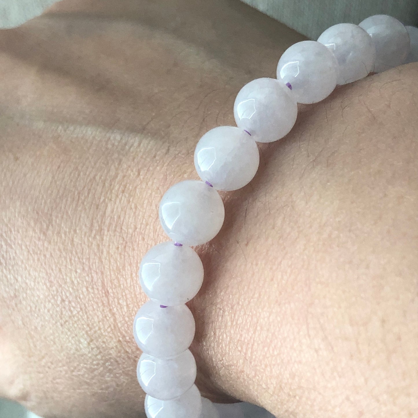 9 mm Icy Tint Lavender Jadeite Jade Bead Bracelet