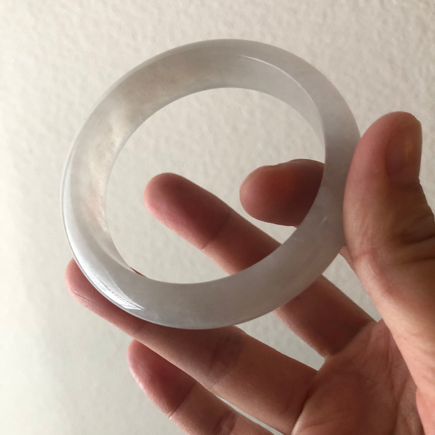 Reserved. 56mm Icy White Float Cotton Jadeite Jade Bangle