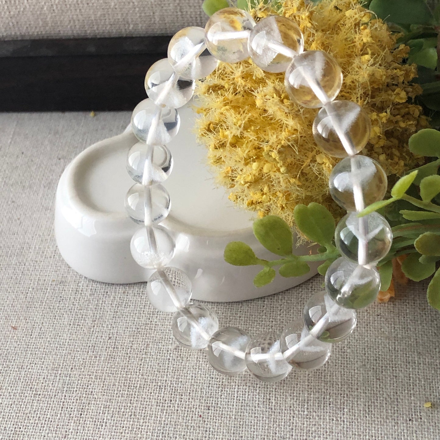 16 mm Natural White Quartz Crystal Bead Bracelet