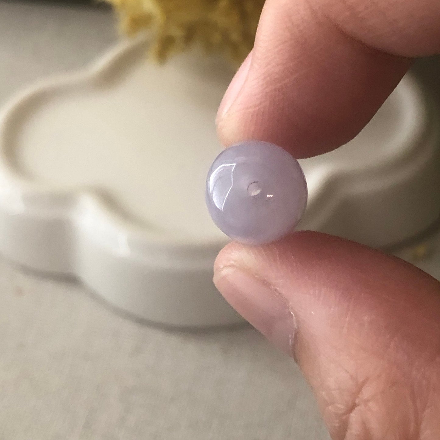 14.1 Jadeite Jade Icy Tint Lavender Pill Bead Charm Pendant