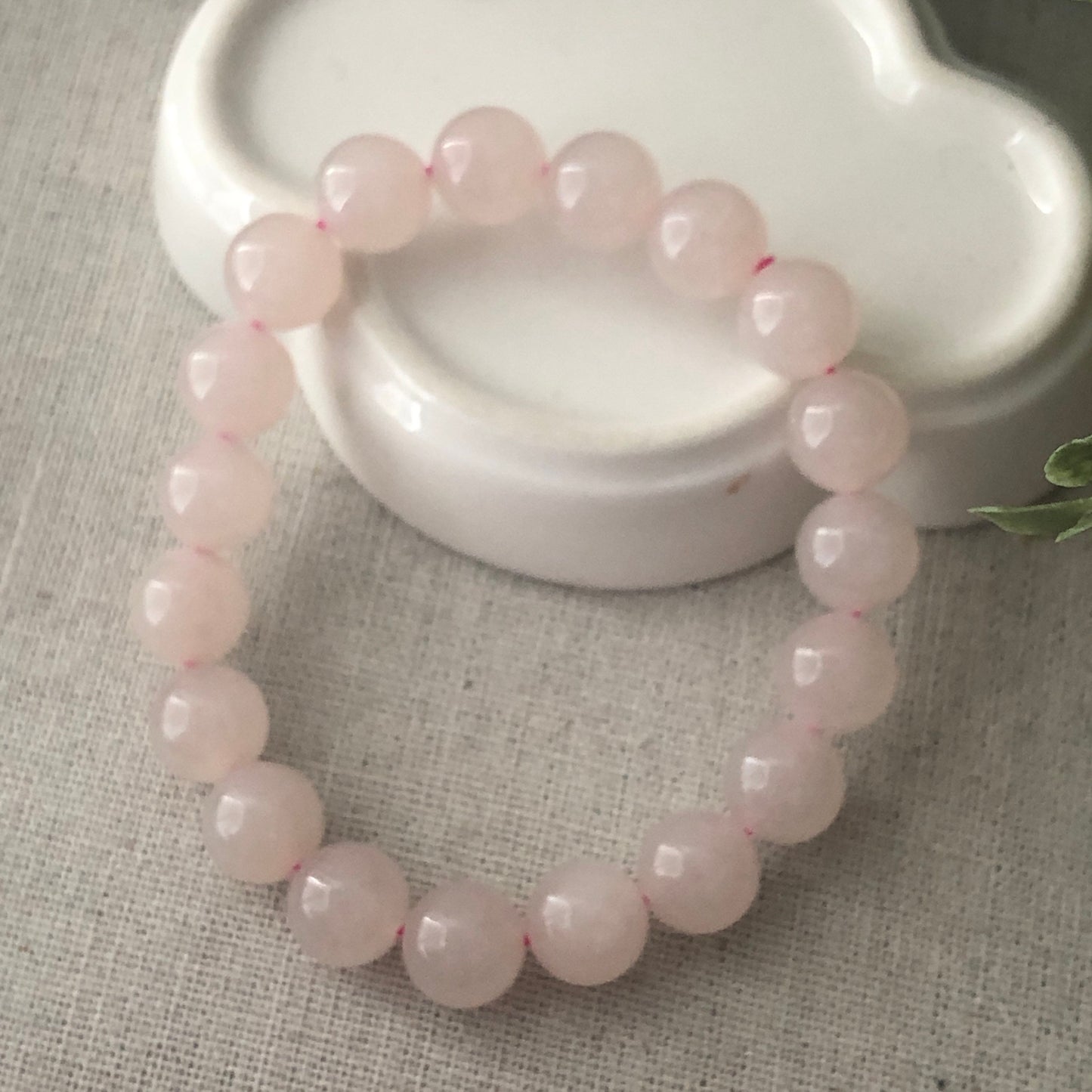 10mm Glossy Hetian Pink Jade Bead Bracelet
