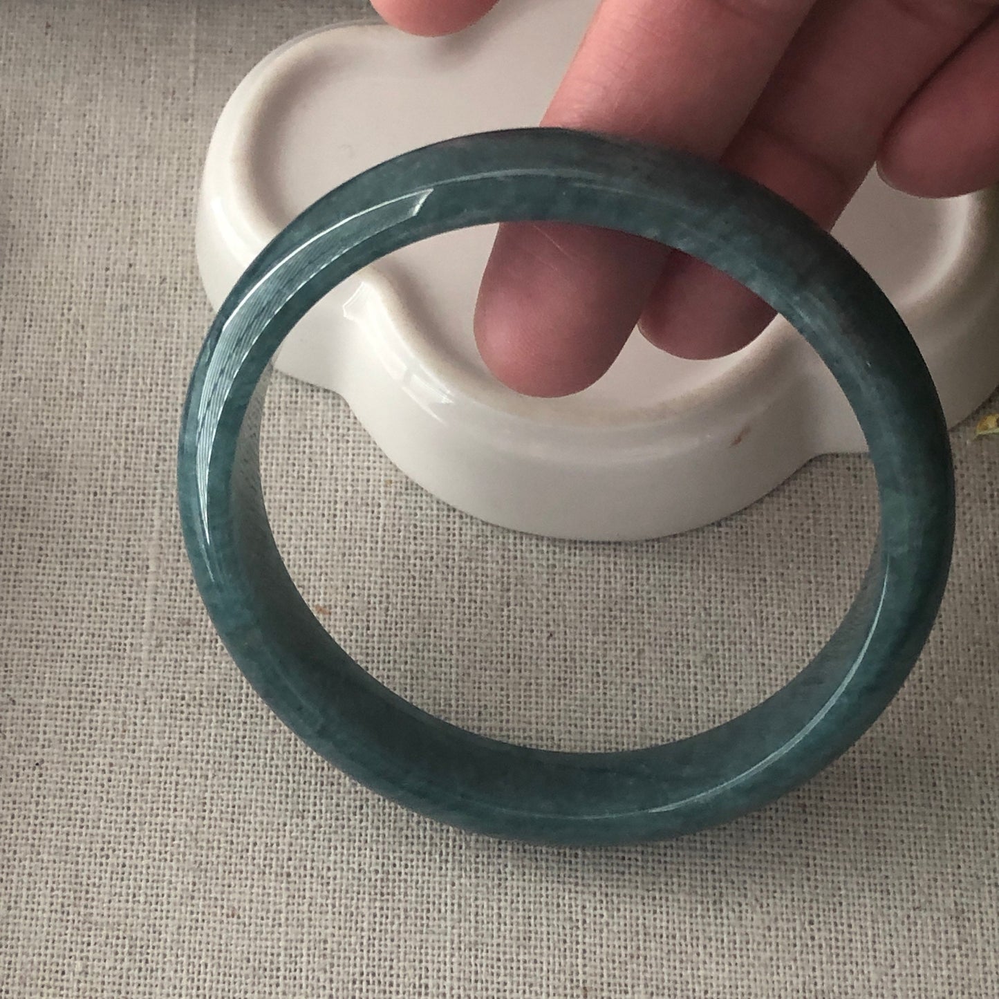 RARE 59 mm Burma Blue Green Gradient D Shaped Jadeite Jade Bangle