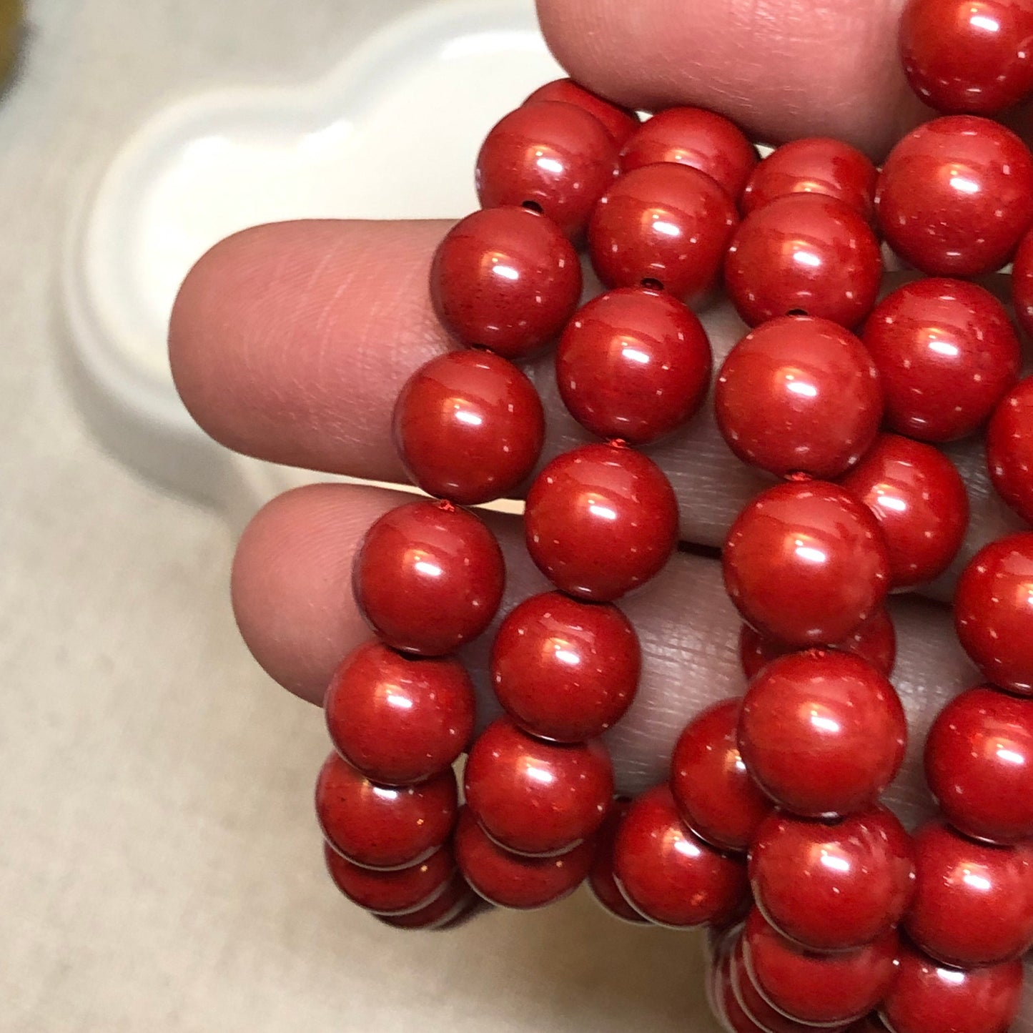 8.5 mm Cinnabar Imperial Red Bead Bracelet Necklace