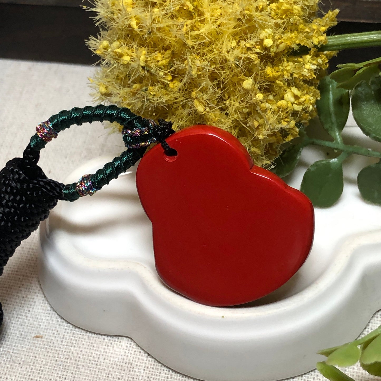 35 mm Cinnabar Carved Red Buddha Pendant NOT JADE