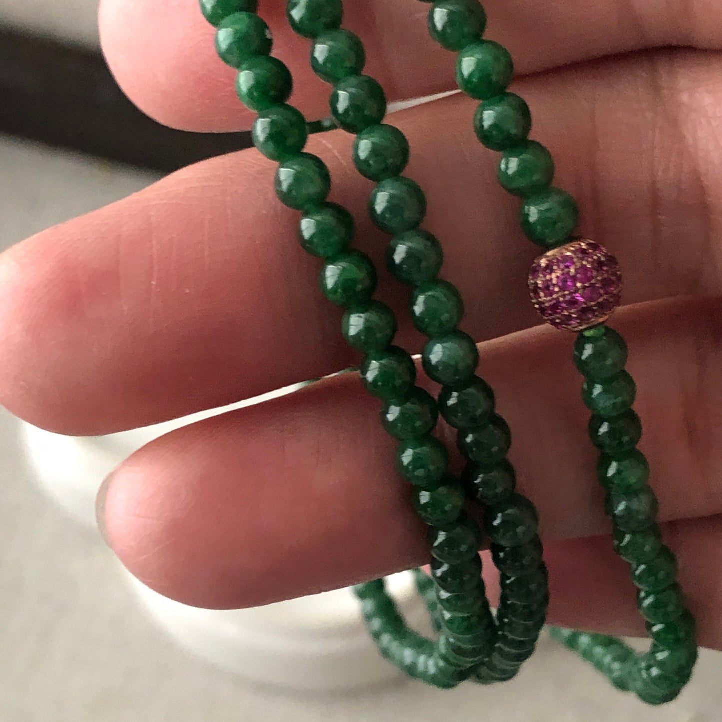 3.5mm Imperial Green Jadeite Jade Round Bead Bracelet Necklace