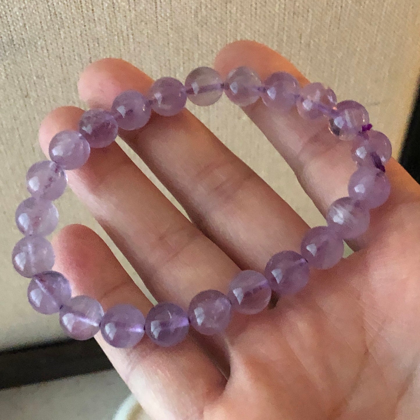 8.5 mm Natural Amethyst Crystal Bead Bracelet