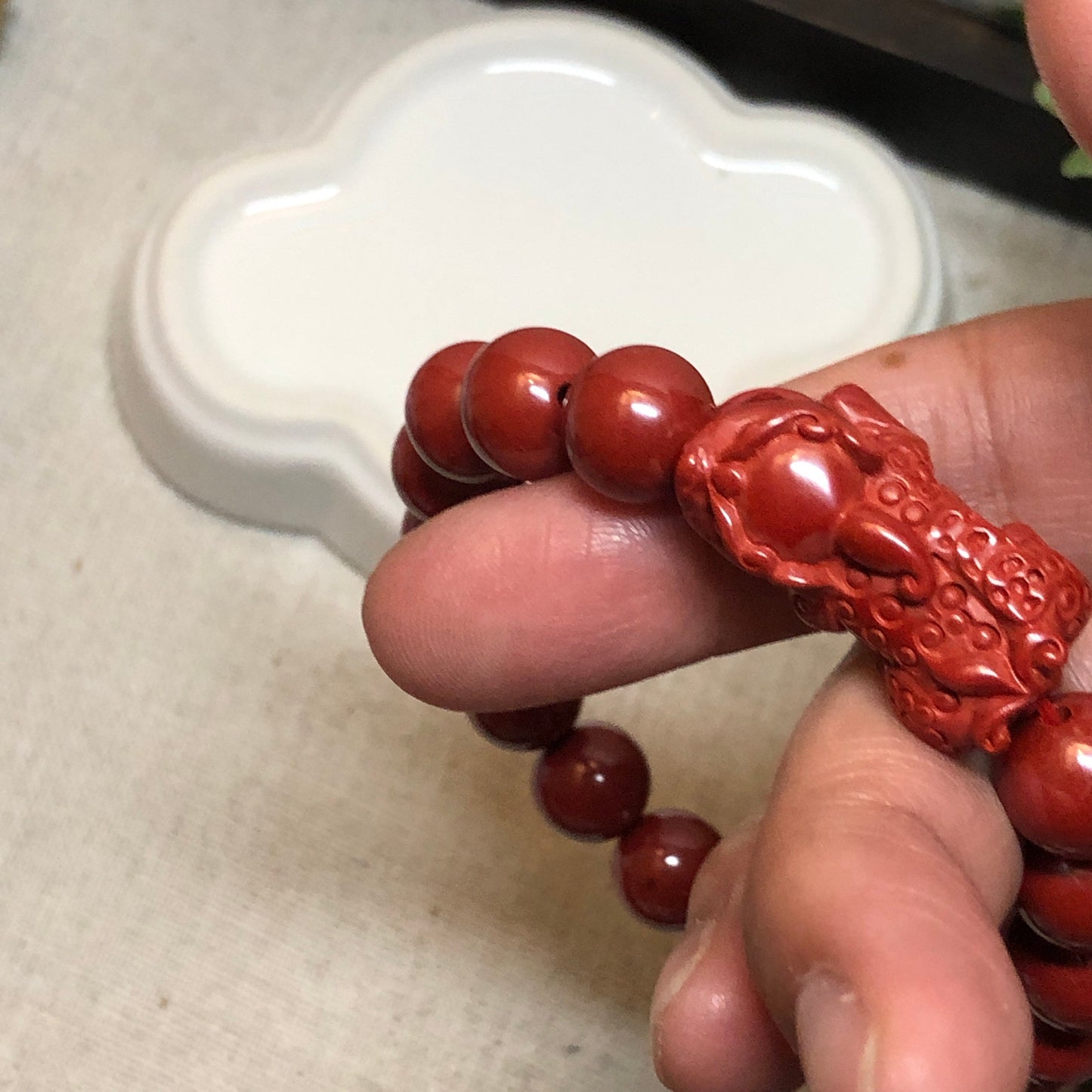 10 mm Cinnabar Imperial Rust Red Bead Bracelet