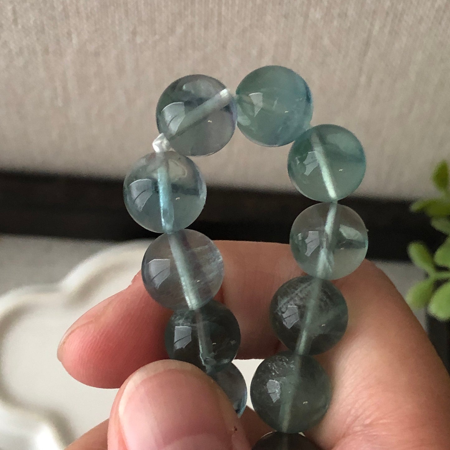 10.5 mm Natural Aqua Green Quartz Bracelet