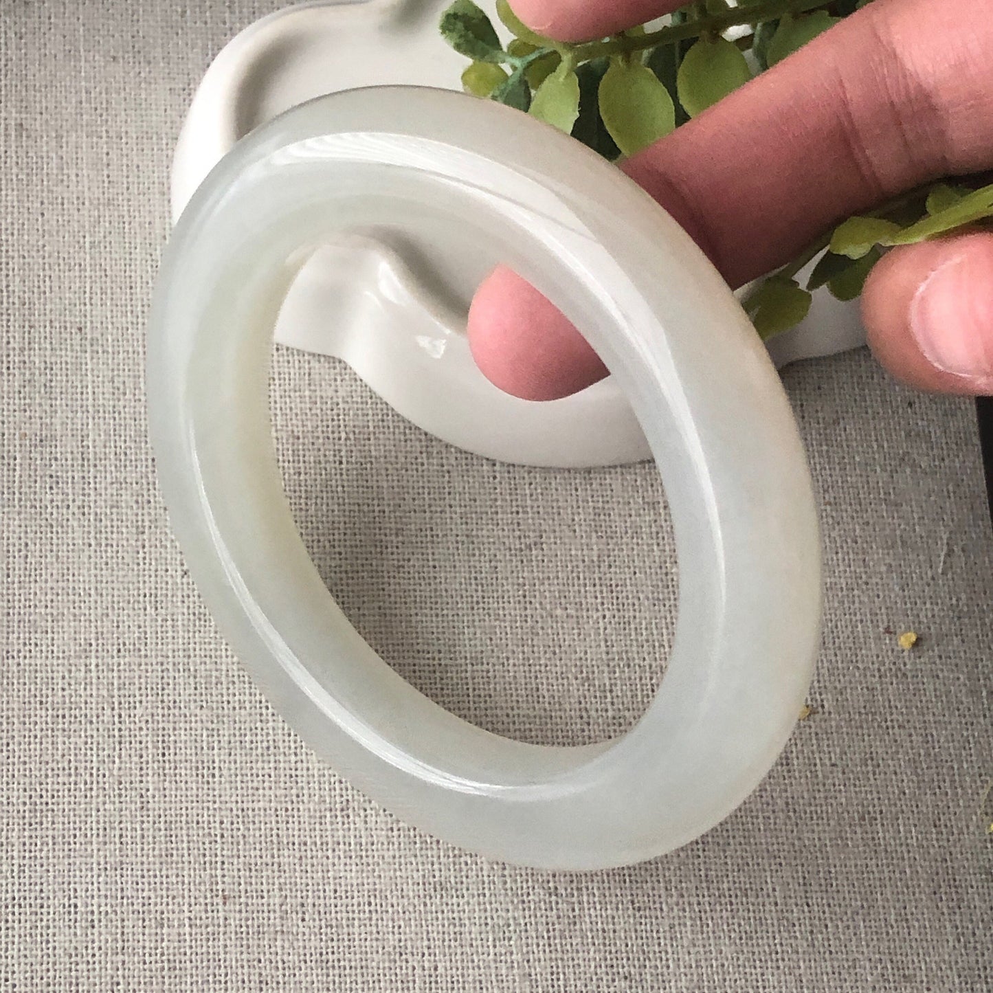 56mm Icy Hetian Jade D-shaped Bangle