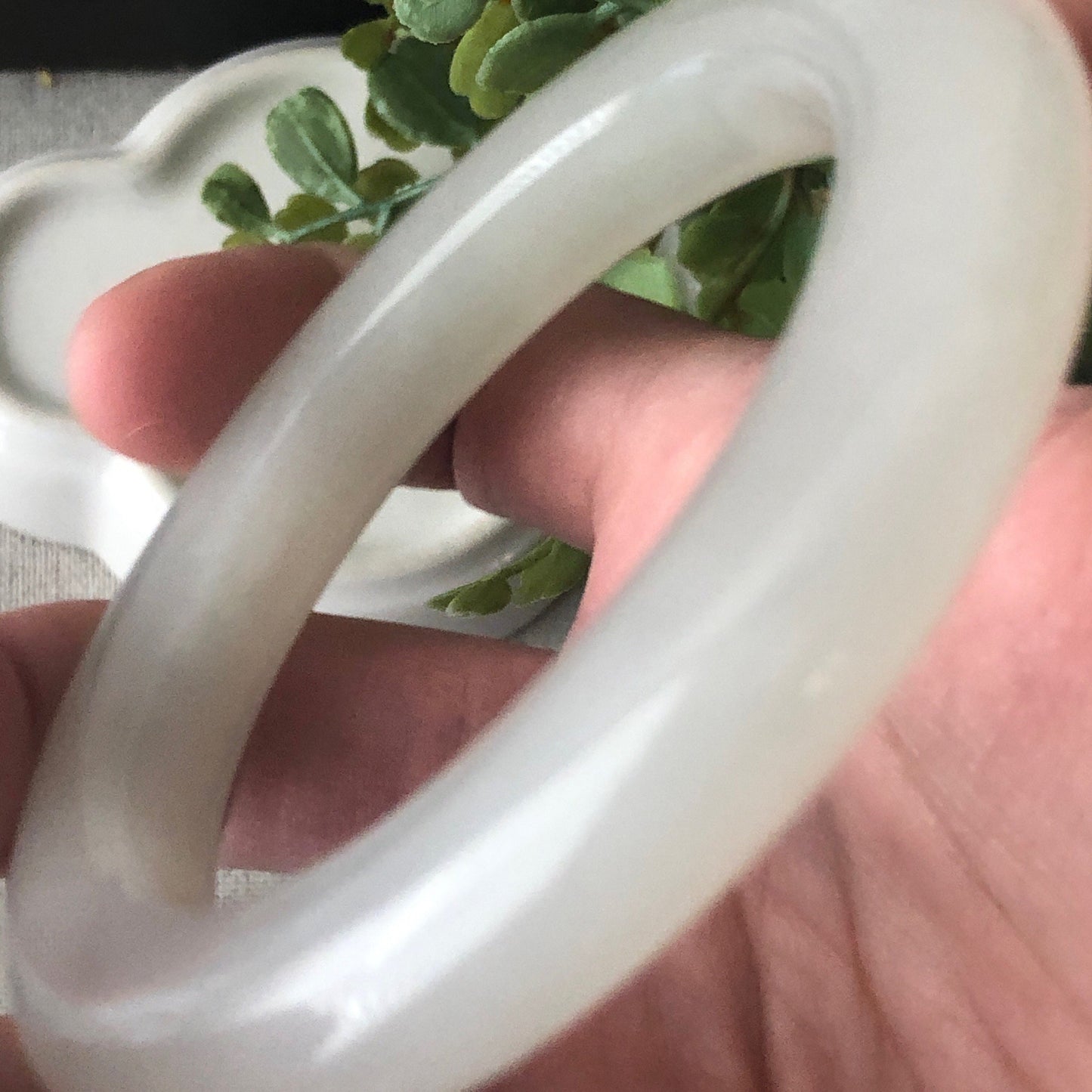 56mm Icy Hetian Jade D-shaped Bangle