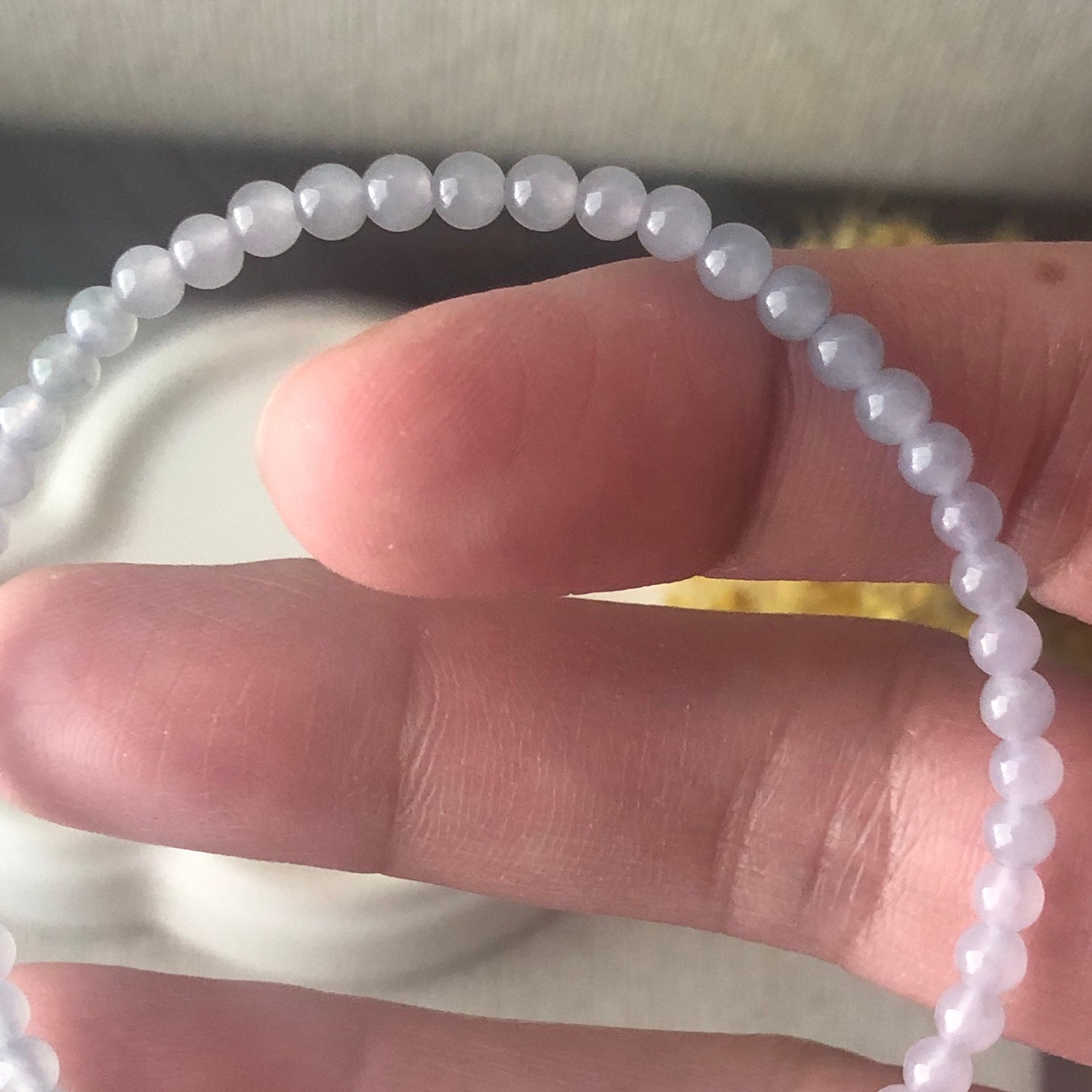 Reserved. 3.5 mm Mini Icy Lavender Jadeite Jade Bead Bracelet