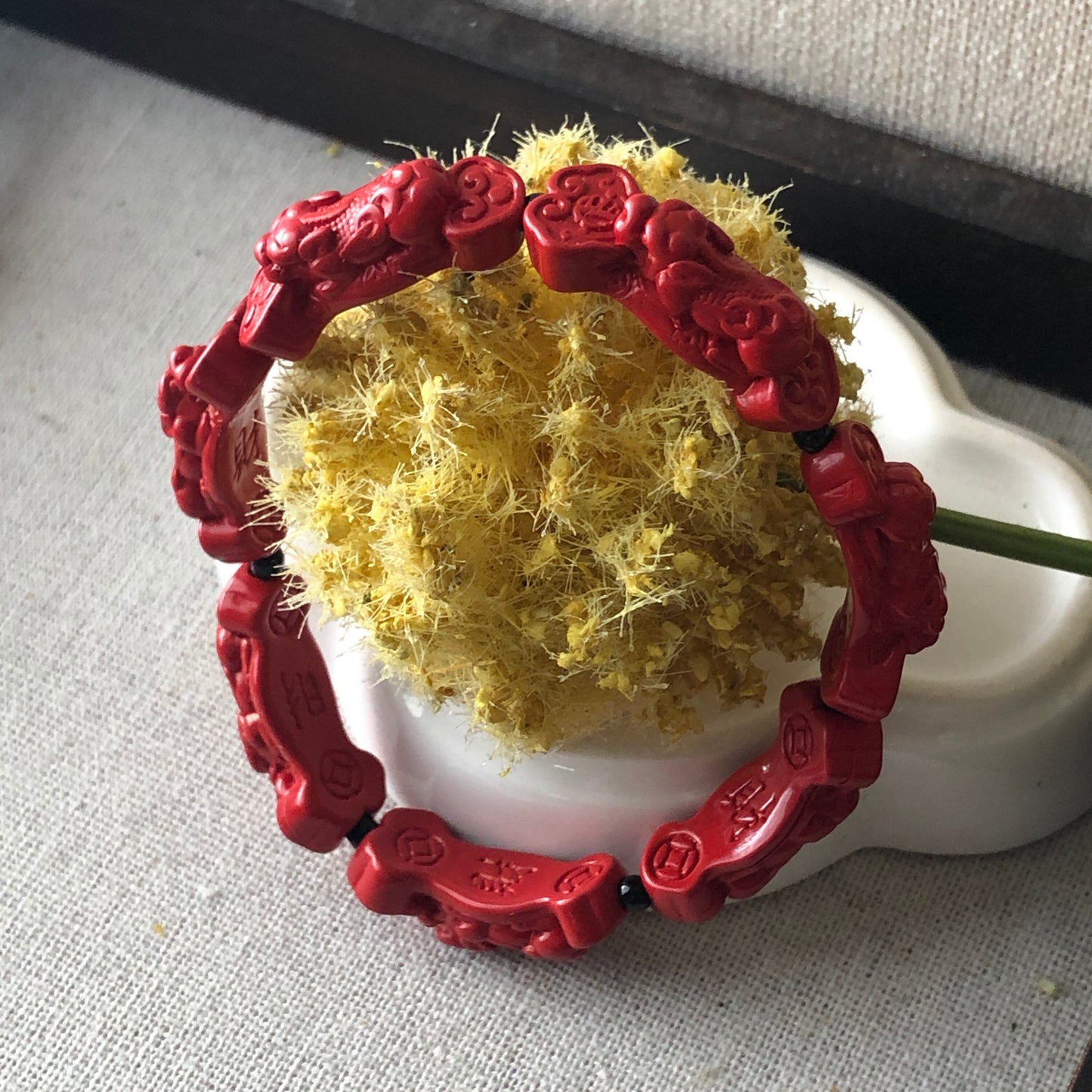 27 mm Cinnabar Pixiu Bead Bracelet