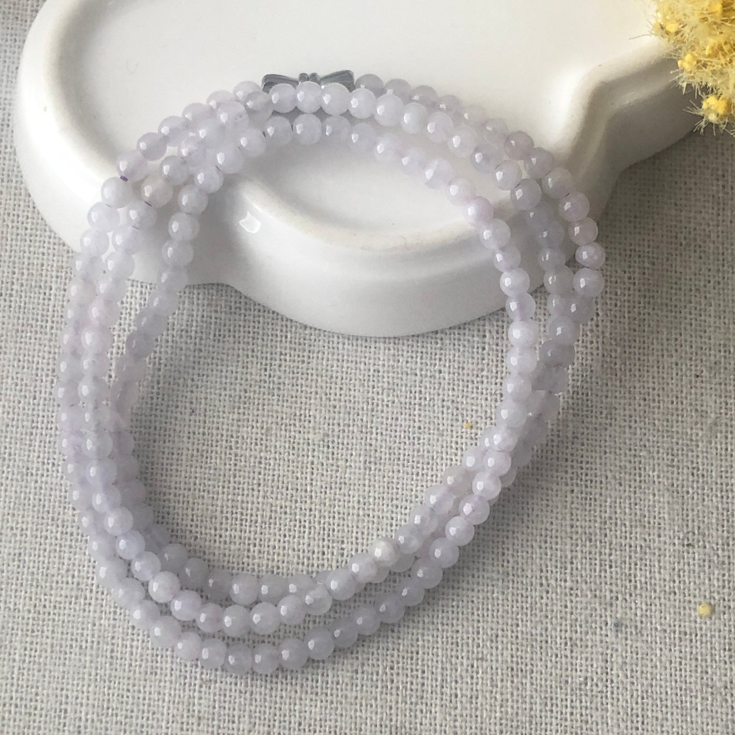 3.4mm Jade Jadeite Mini Icy Tint Lavender Bead Necklace Bracelet