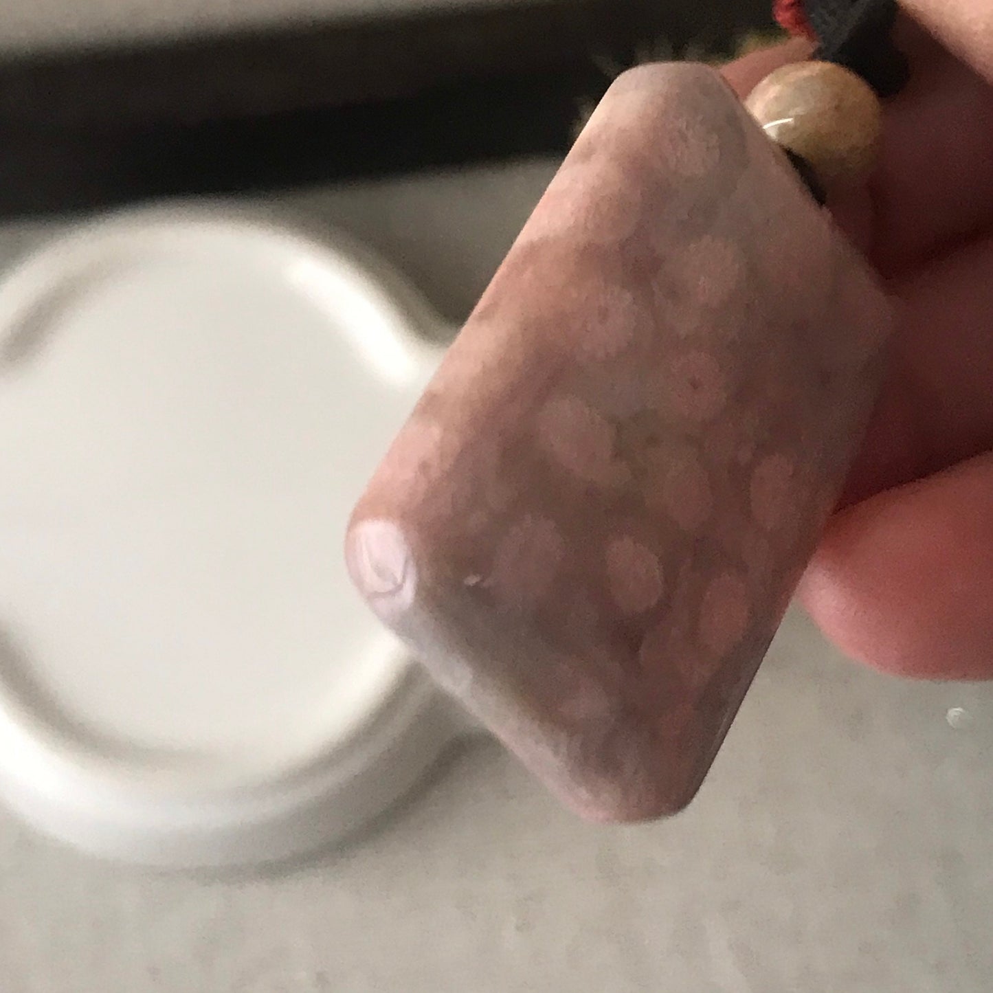 35mm Mauve Tone Fossil Coral Pendant with Neck Rope Tie FC610