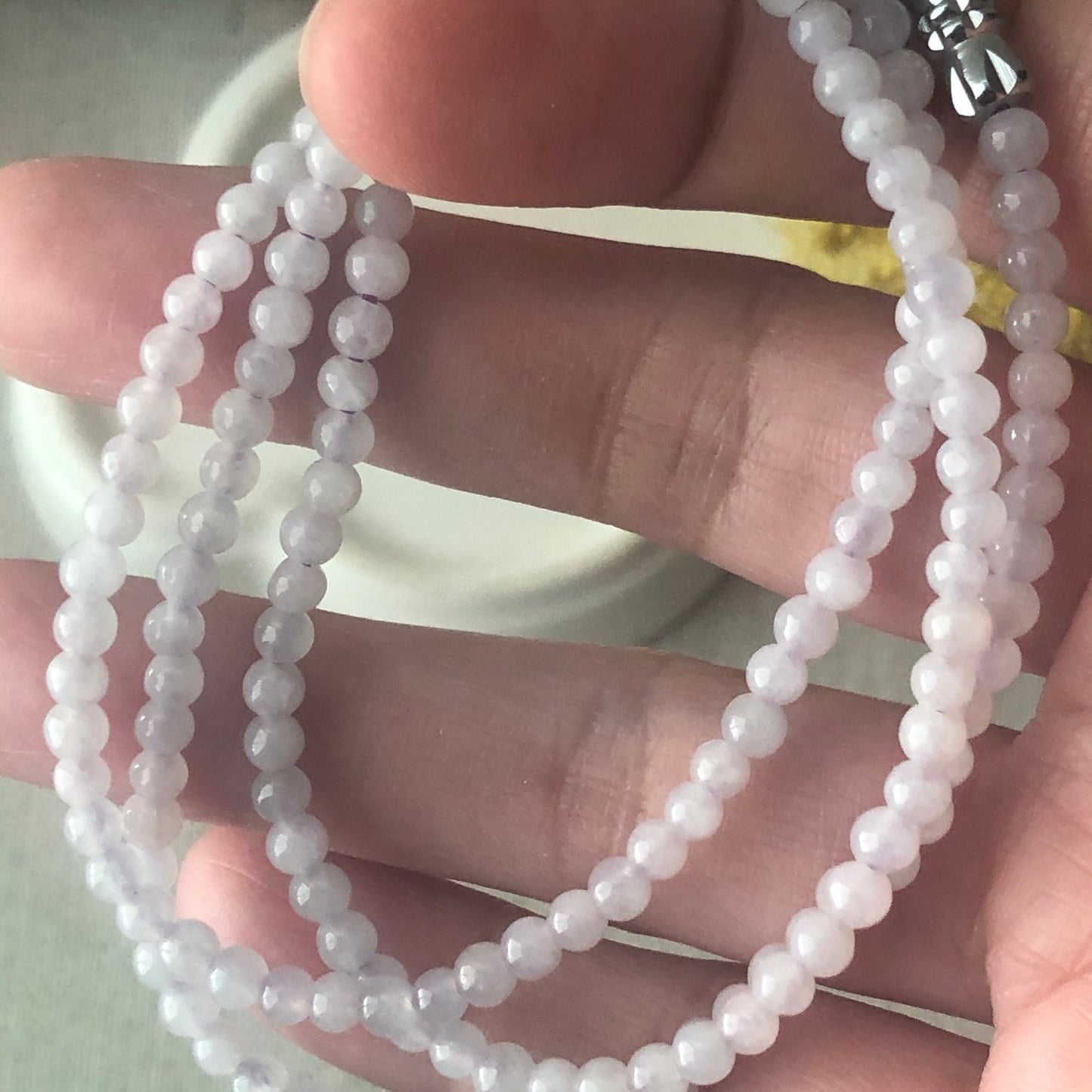 3.4mm Jade Jadeite Mini Icy Tint Lavender Bead Necklace Bracelet