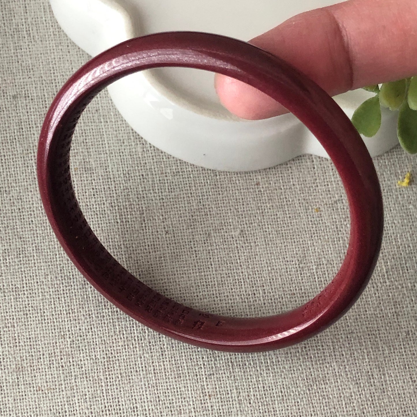 60 mm Imperial Purple Cinnabar Bangle with Carved Six Word Blessing in the Inner side