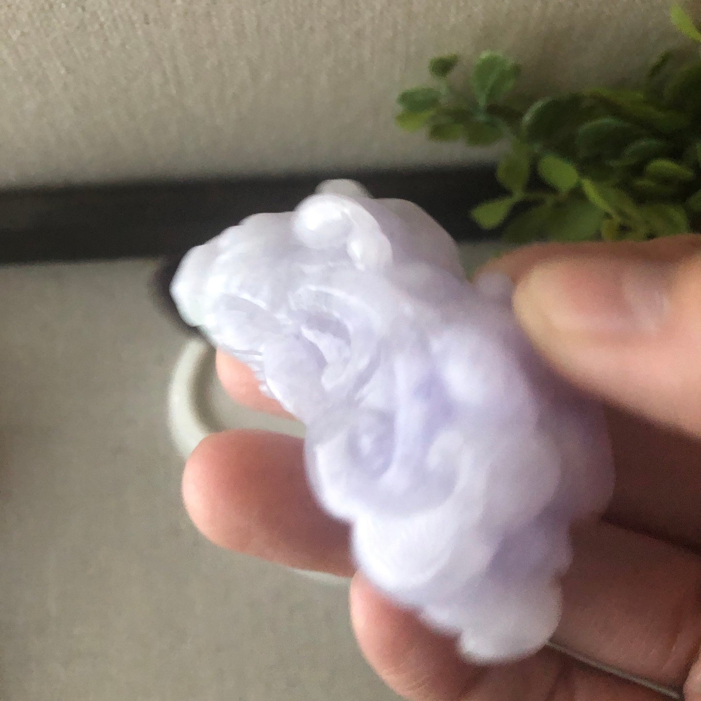 58mm Big Jadeite Jade Lavender Carved Carved Pixiu Pendant