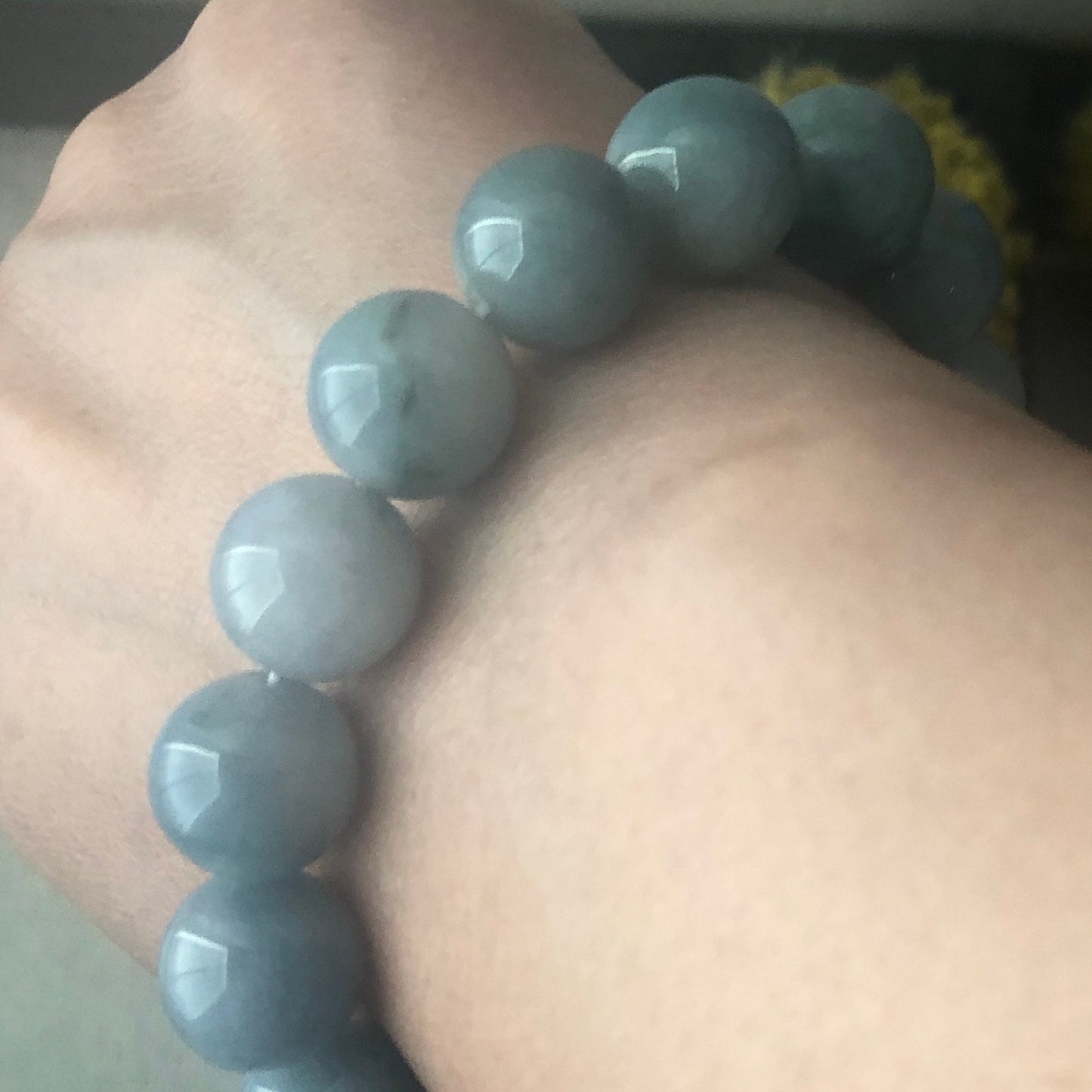 12-13 mm Blue Float Flowers Jade Jadeite Bead Bracelet